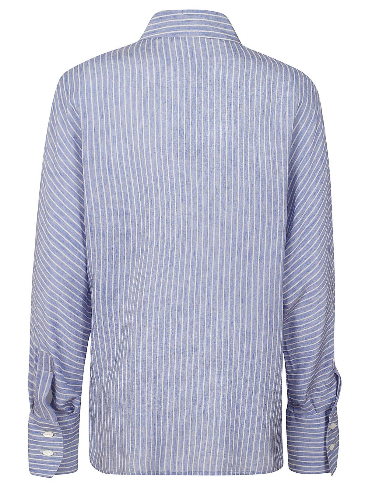 Shop Max Mara Buttoned Striped Shirt In Azzurro