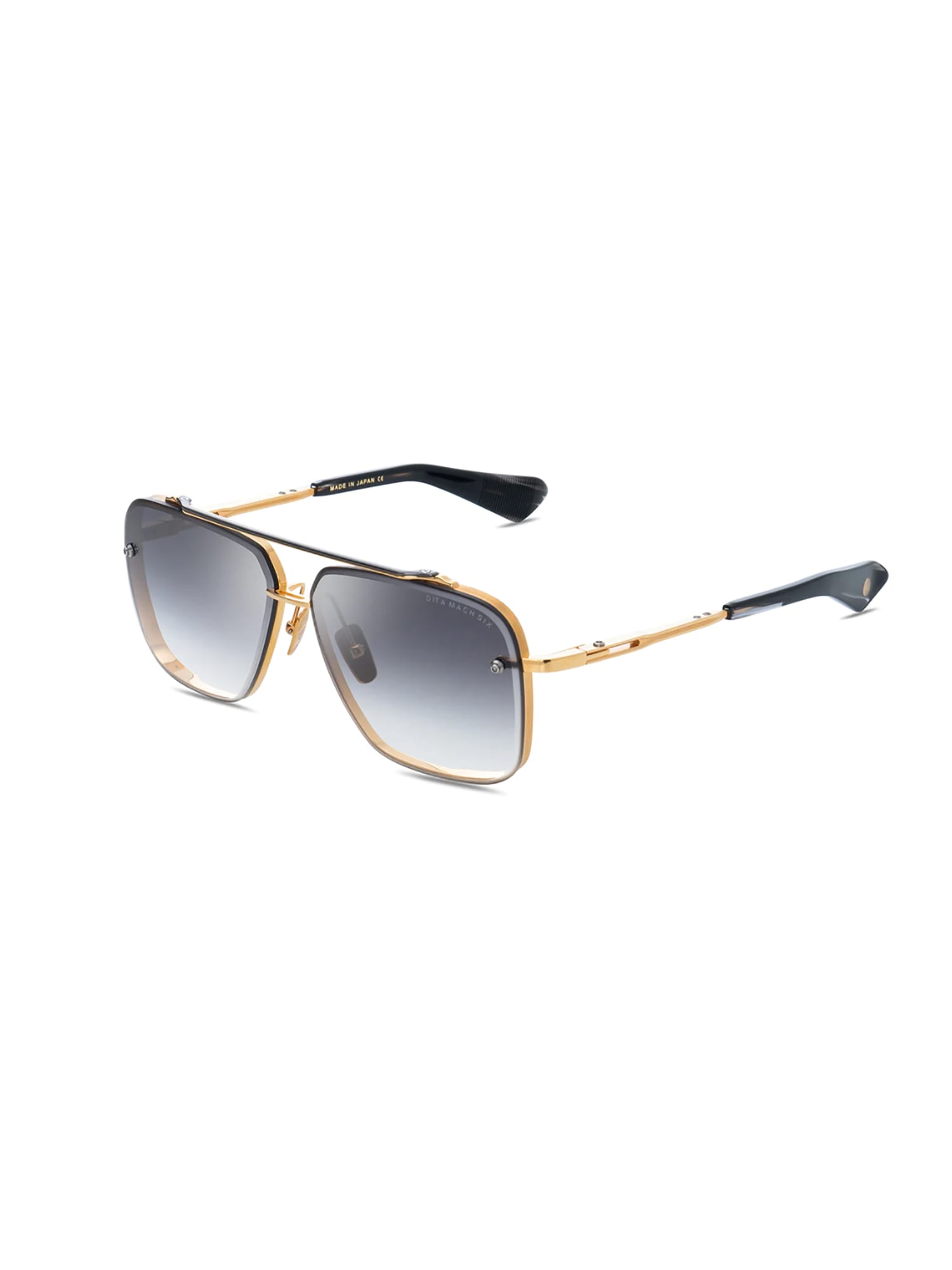Shop Dita Dts121/62/01 Mach/six Sunglasses In Yellow Gold_black Rhodium