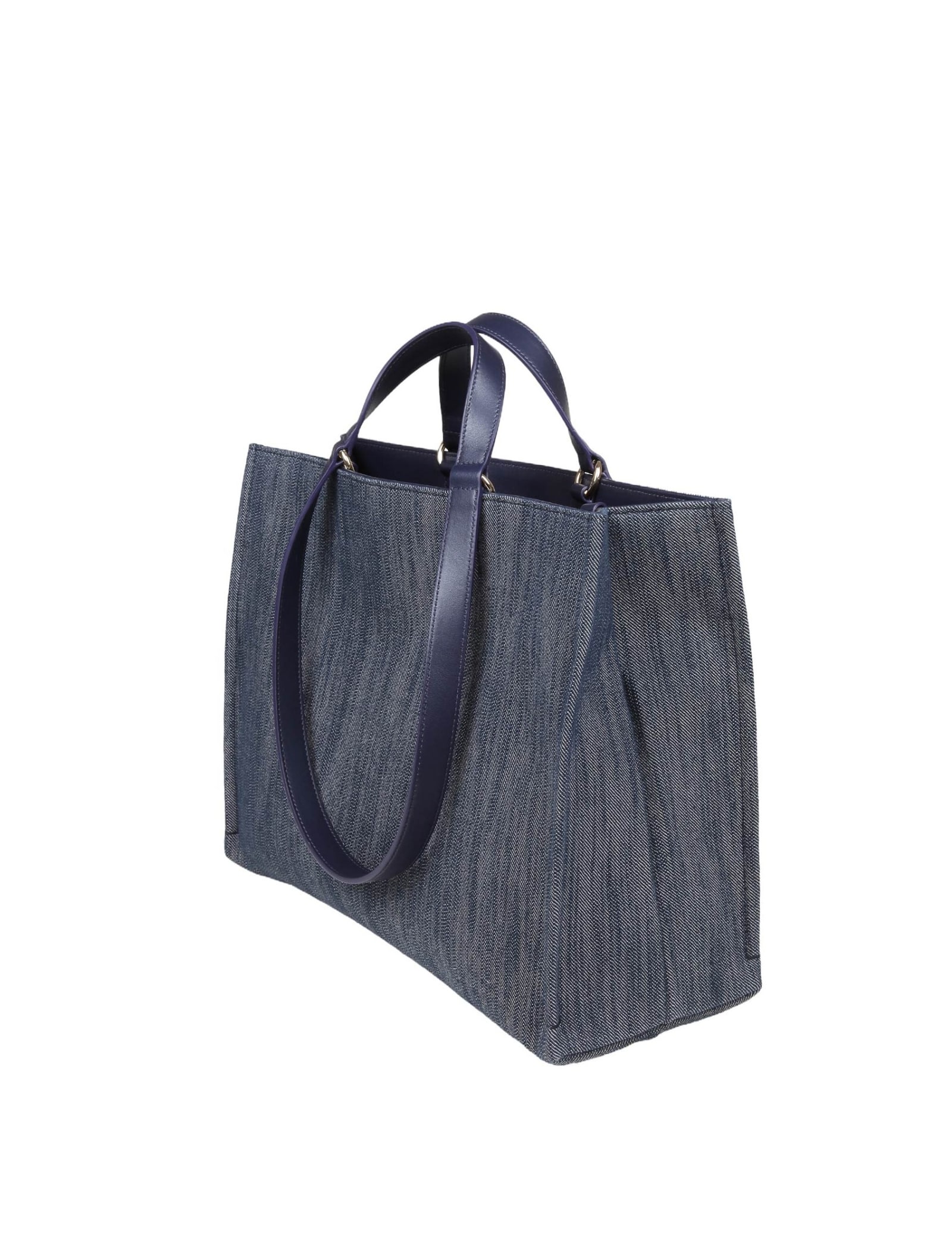 Shop Ferragamo Tote Bag (m) In Denim With Logo