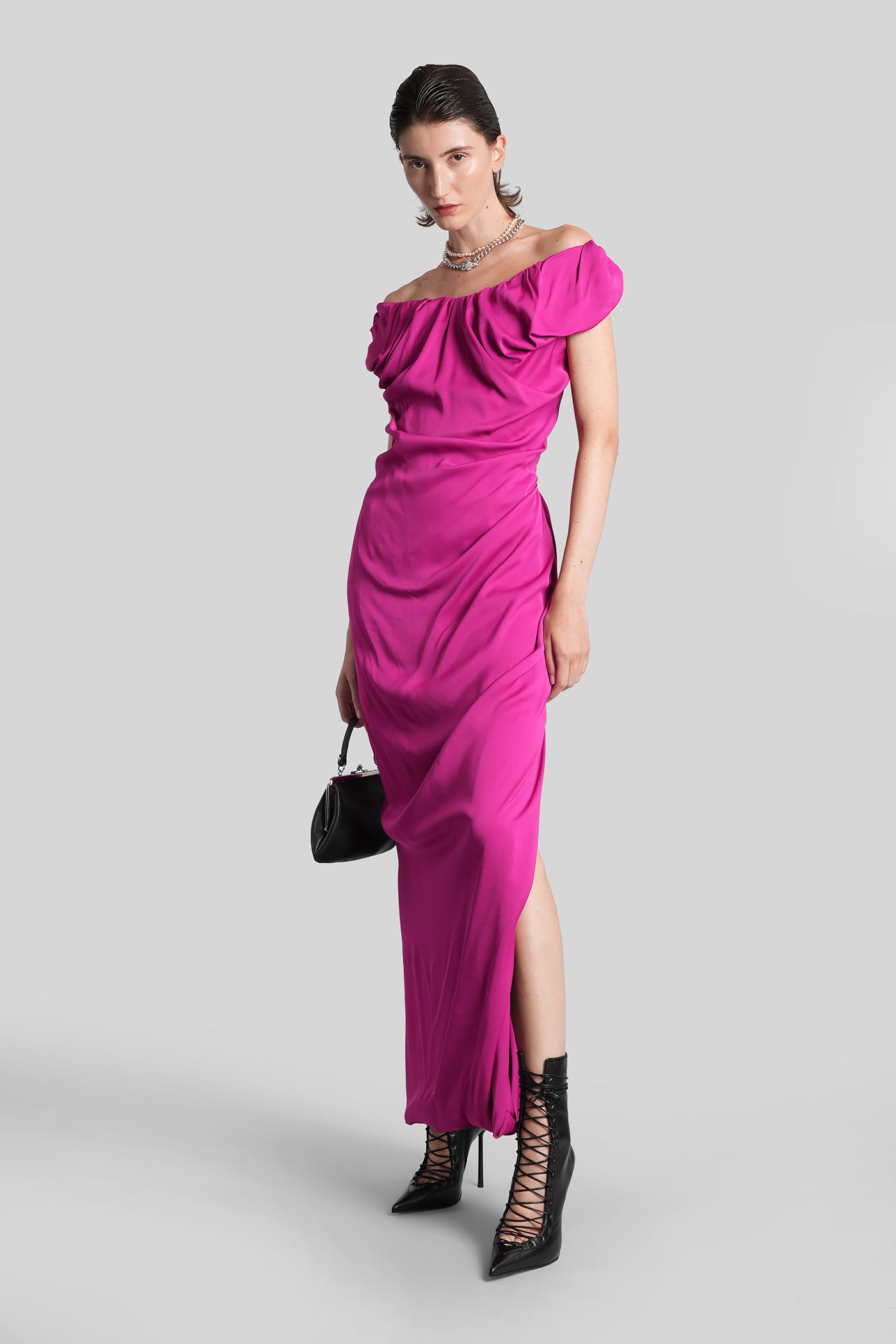 Vivienne Westwood Long Ginnie In Fuxia Viscose In Pink