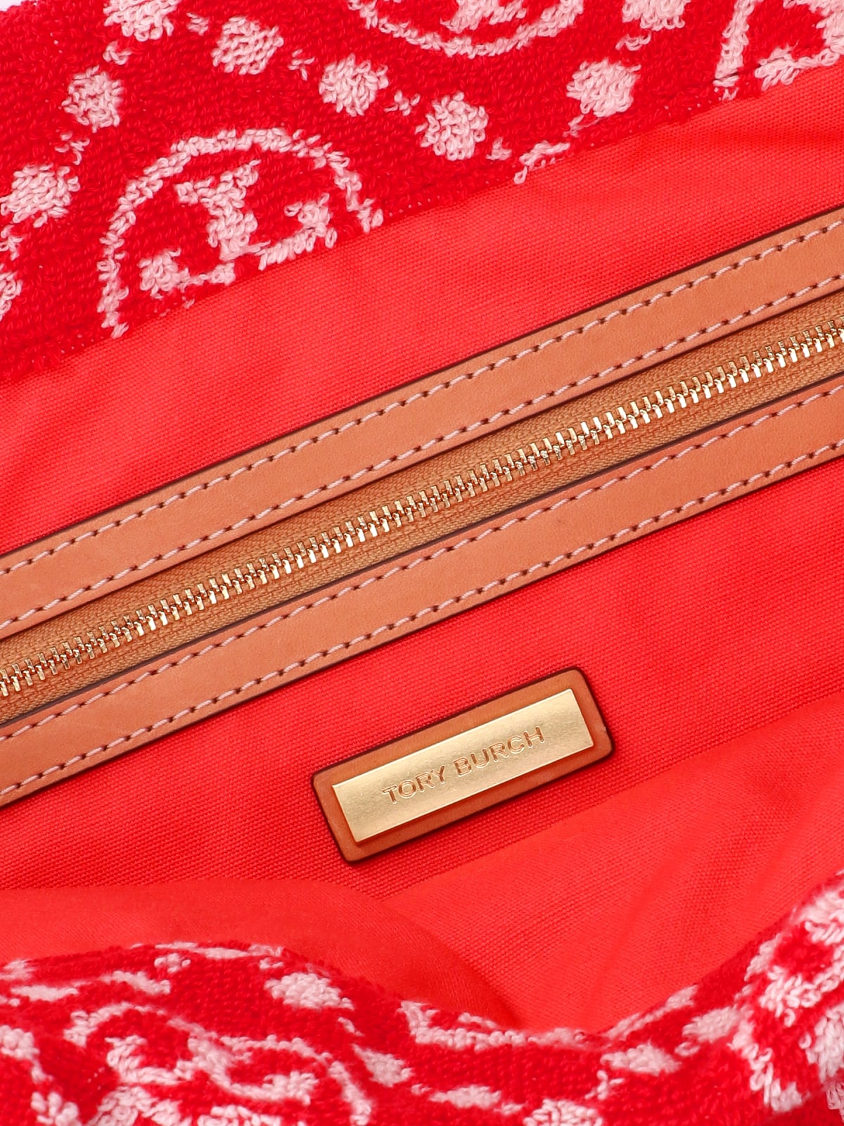 Shop Tory Burch T Monogram Terry Tote Bag In Rosso