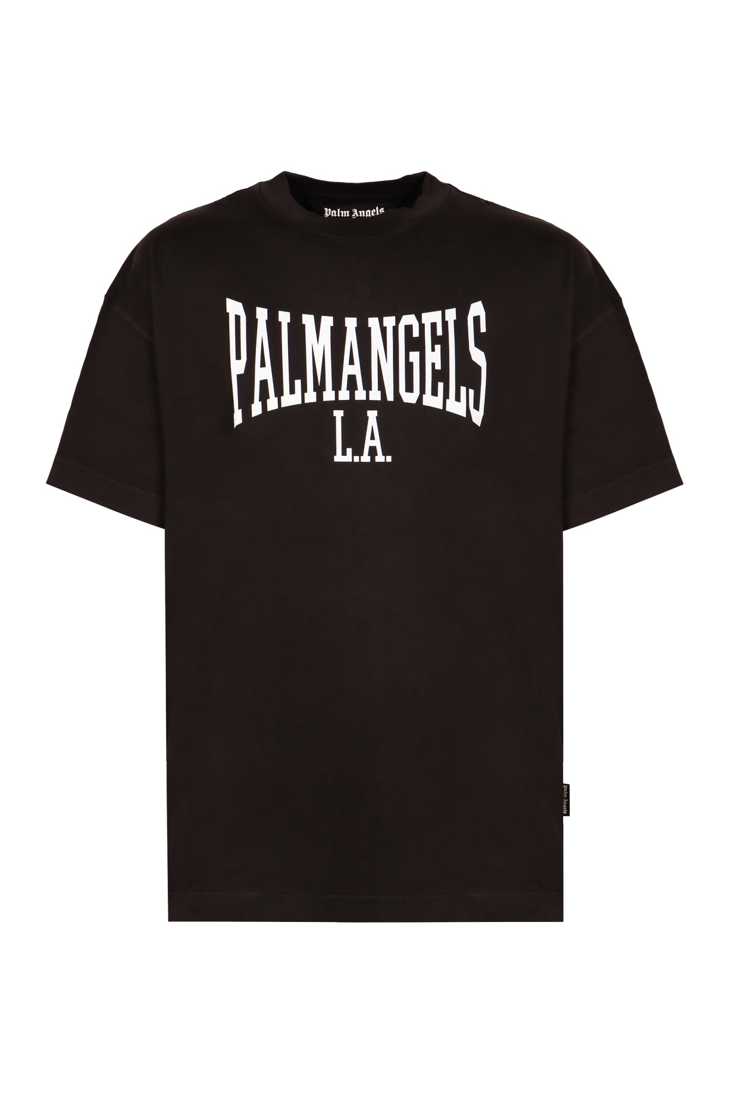 Shop Palm Angels Logo Cotton T-shirt In Black