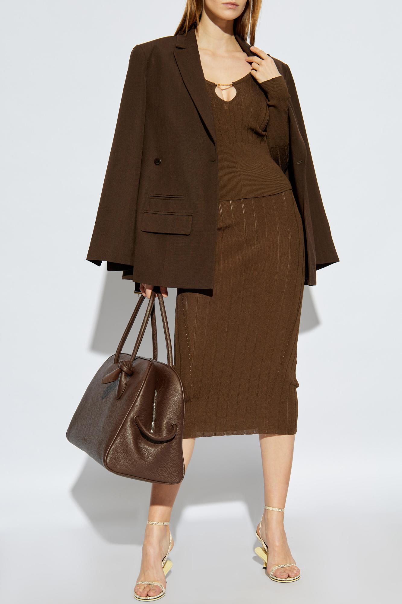 Jacquemus Pralu Ribbed-knit Top In Brown