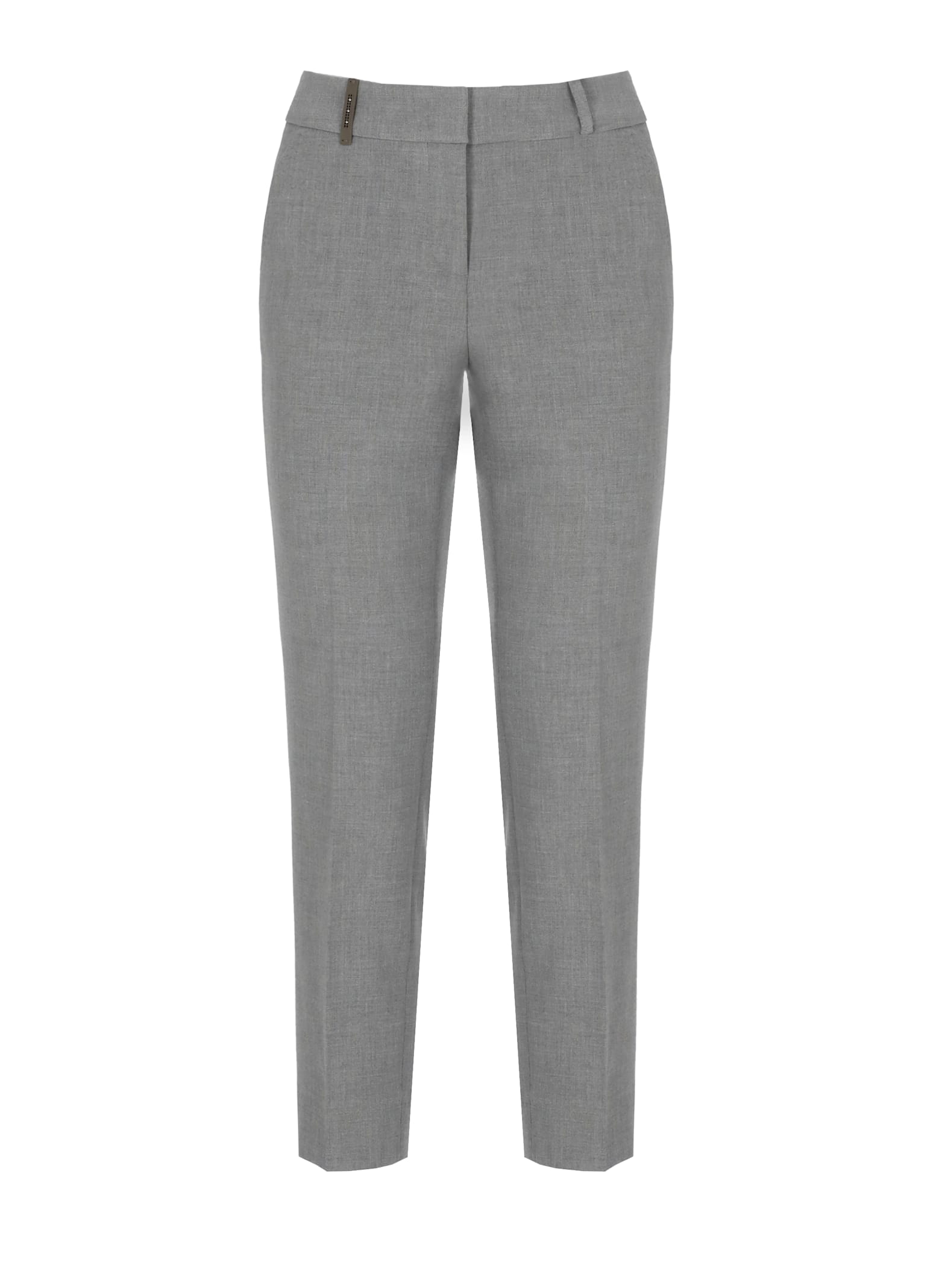 Peserico Pants With Leather Details In Gray