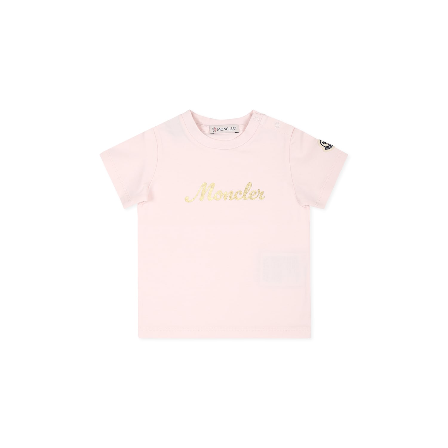 Moncler Pink T-shirt For Baby Girl With Logo In Pink