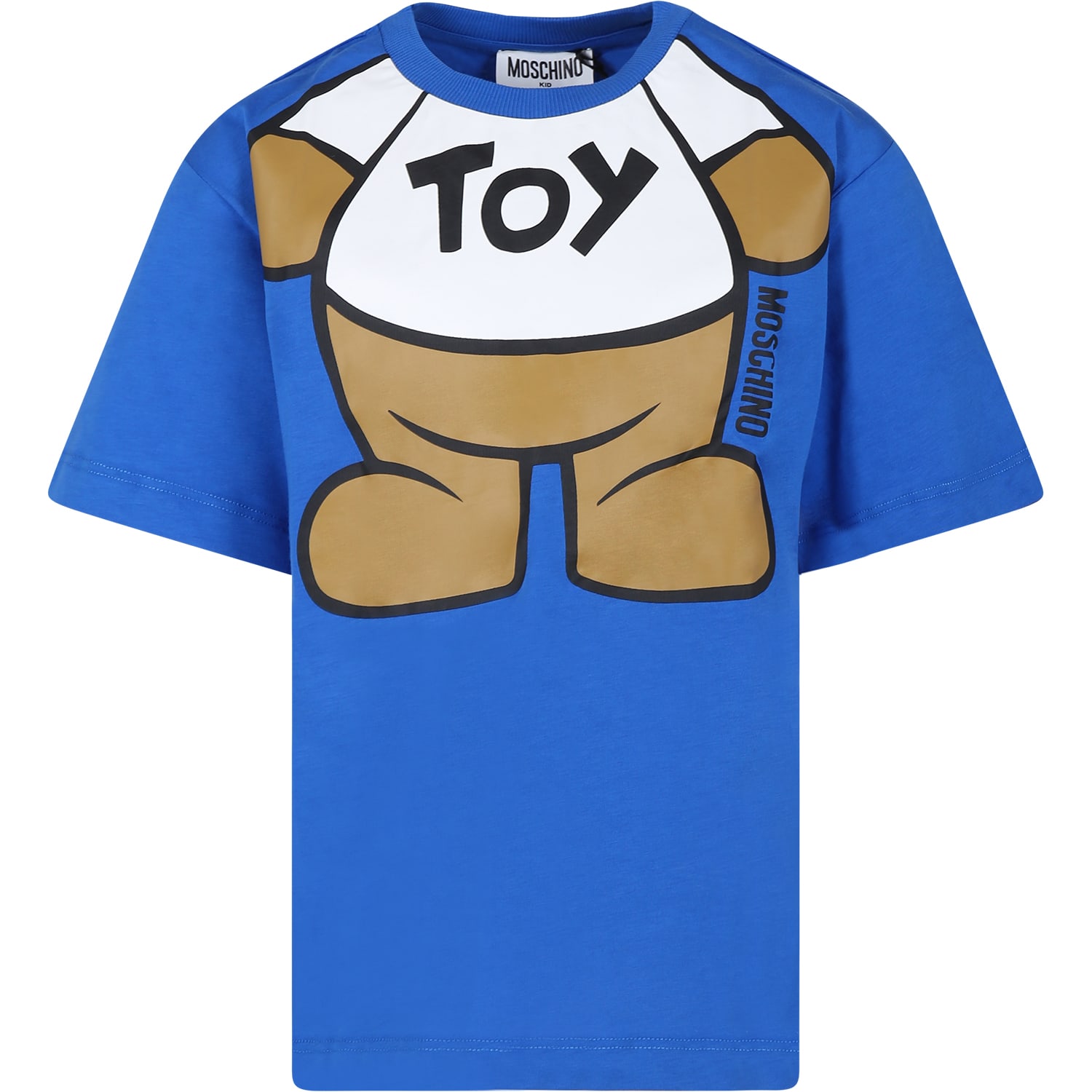 Shop Moschino Blue T-shirt For Boy With Teddy Bear And Logo