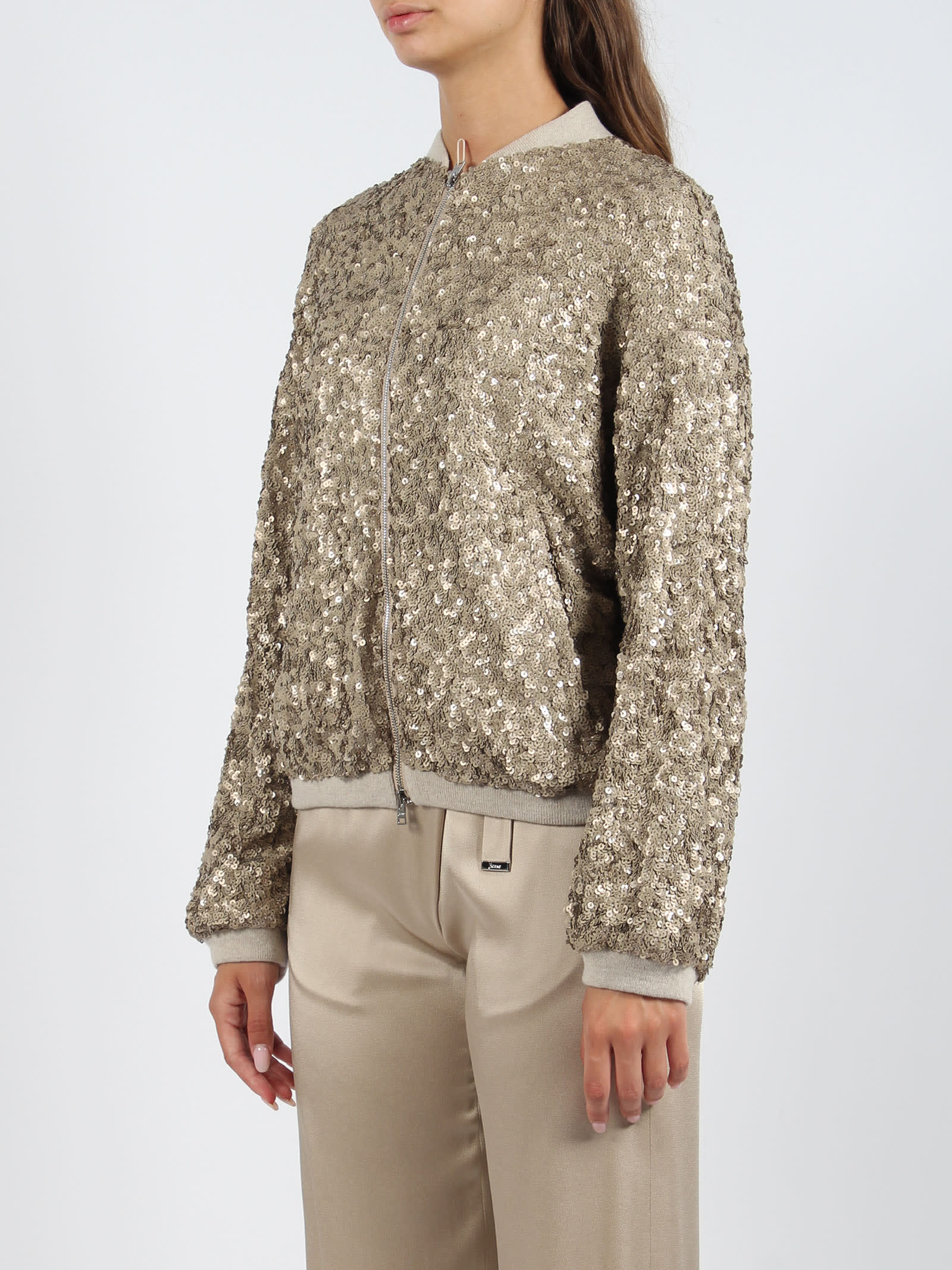 HERNO RESORT SHINY EXPRESSION BOMBER JACKET 