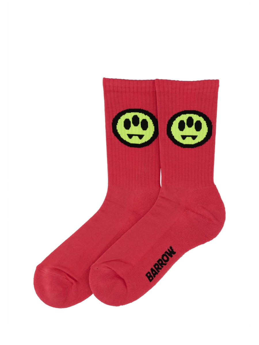 Shop Barrow Socks With Logo In Fuchsia
