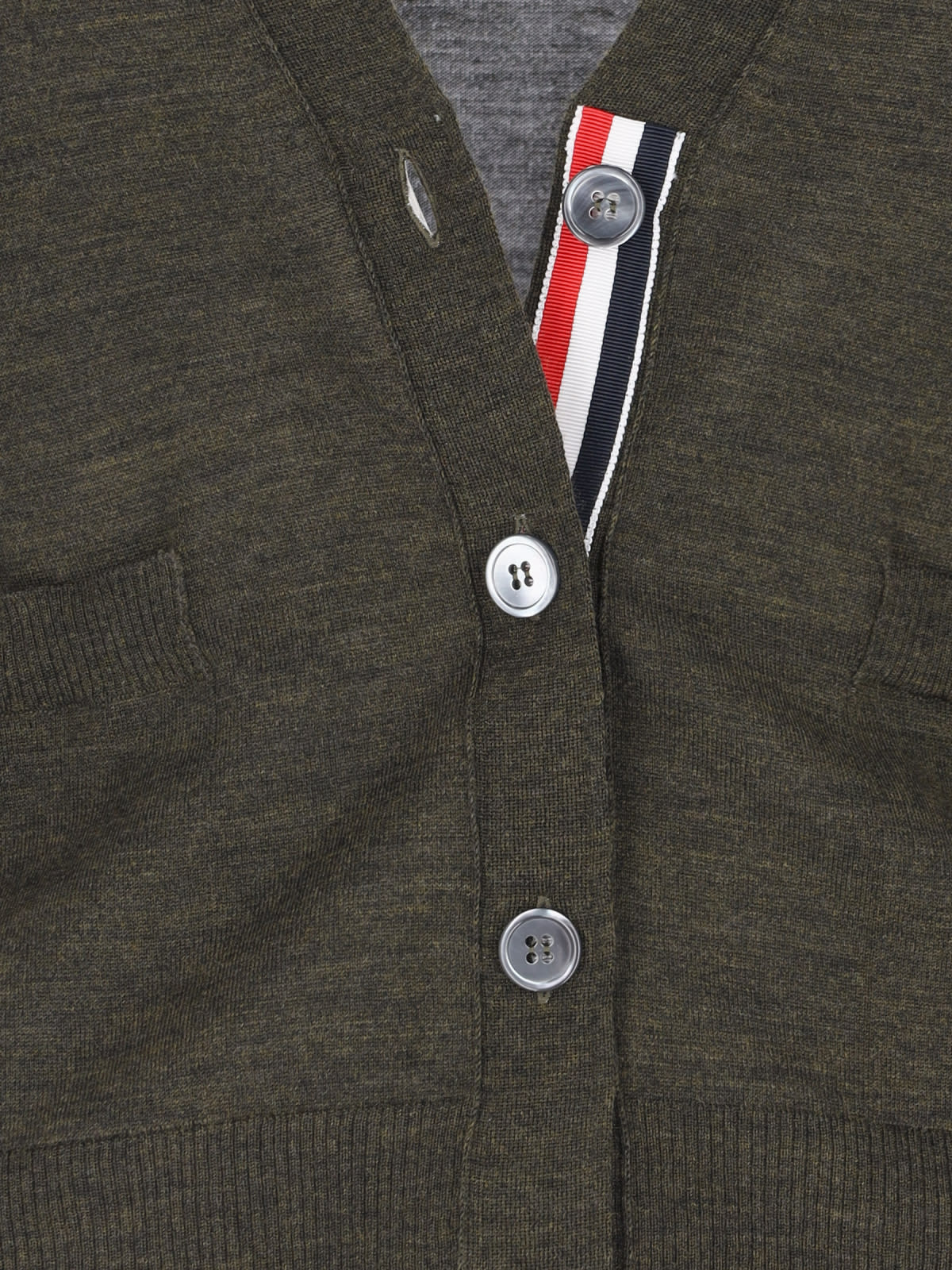 Shop Thom Browne 4-bar V-neck Cardigan In Green