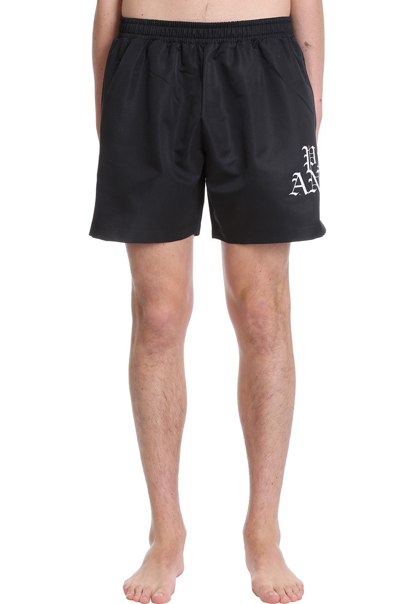 Palm Angels Hue Gothic Shorts In Black Polyester