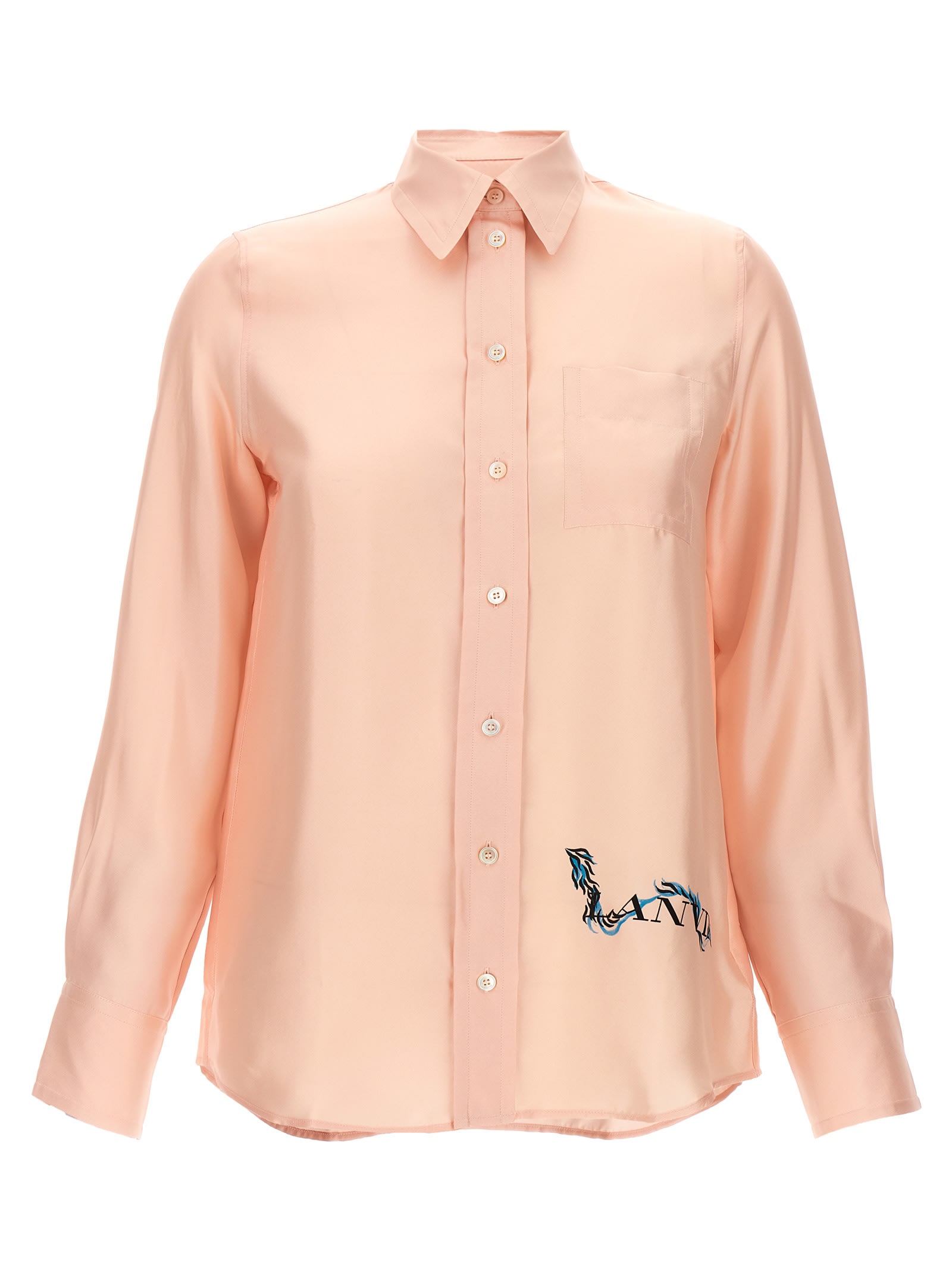 Shop Lanvin Logo Print Shirt In Rosé