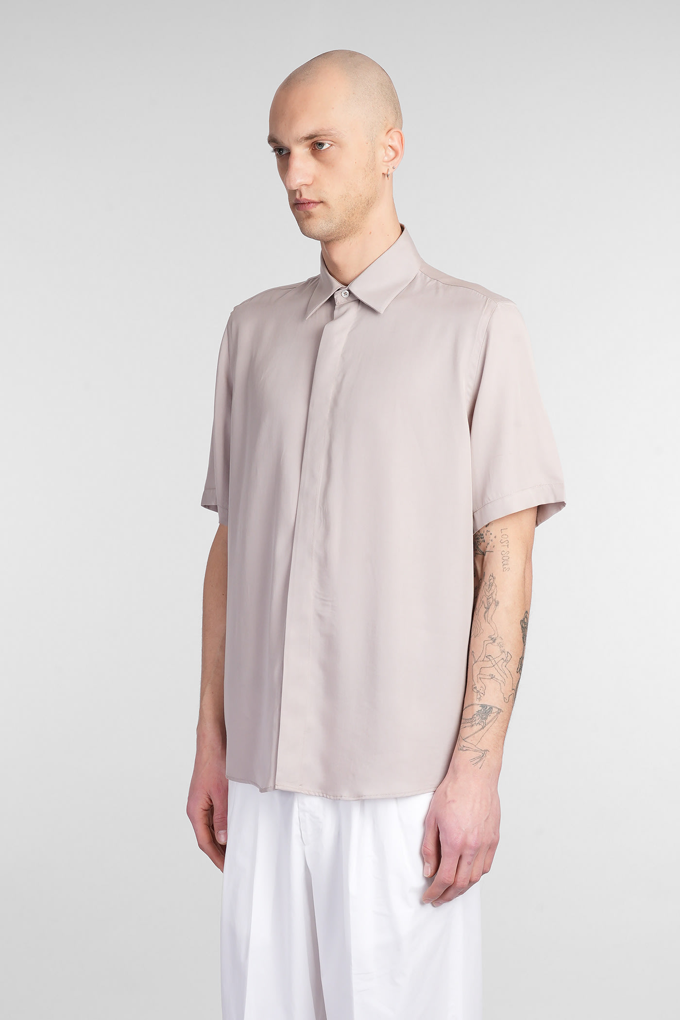 Low Brand Shirt S120 Shirt In Taupe Wool And Polyester In Taupe