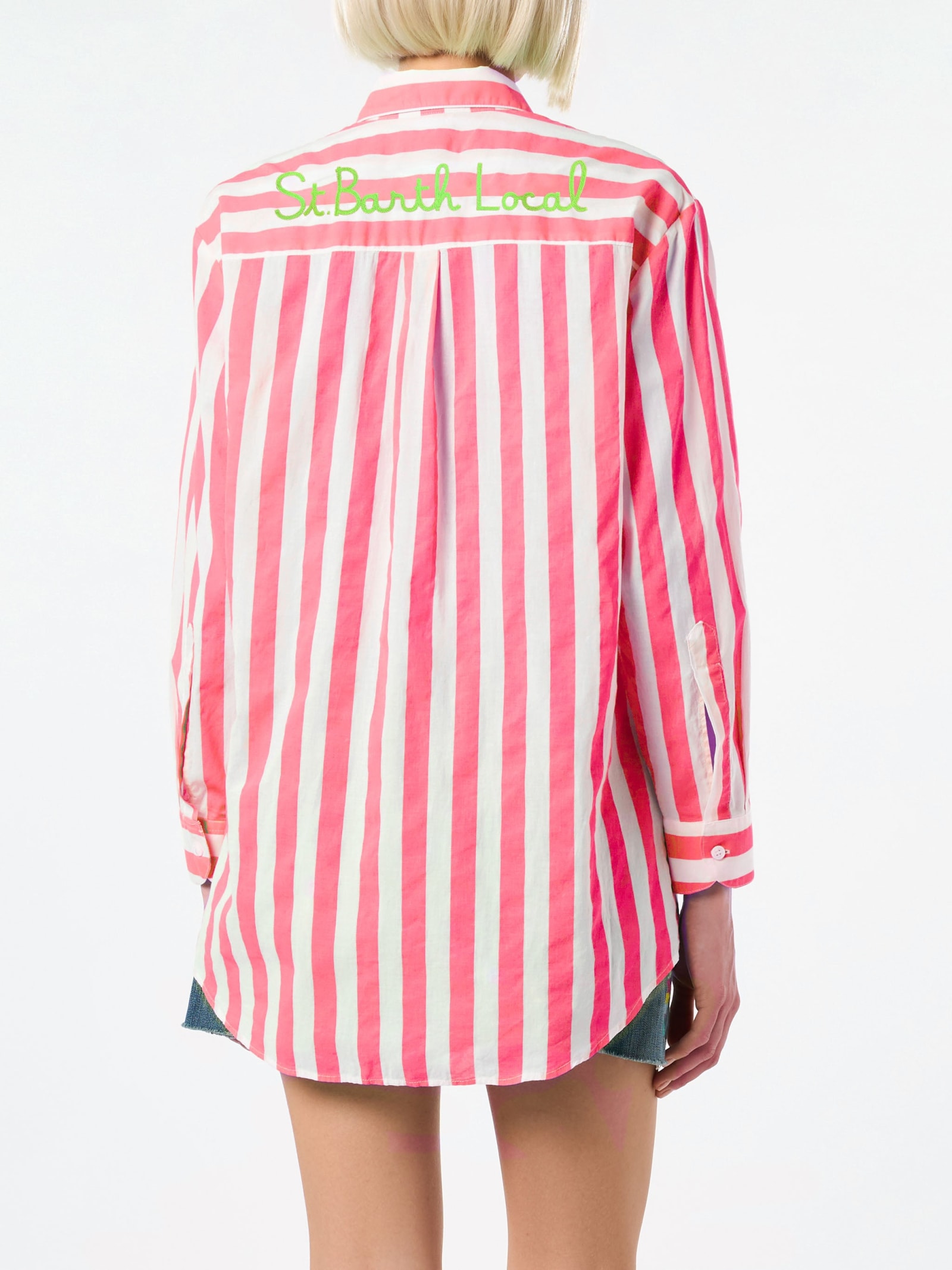 MC2 Saint Barth Striped Brigitte Shirt With St. Barth Local Embroidery
