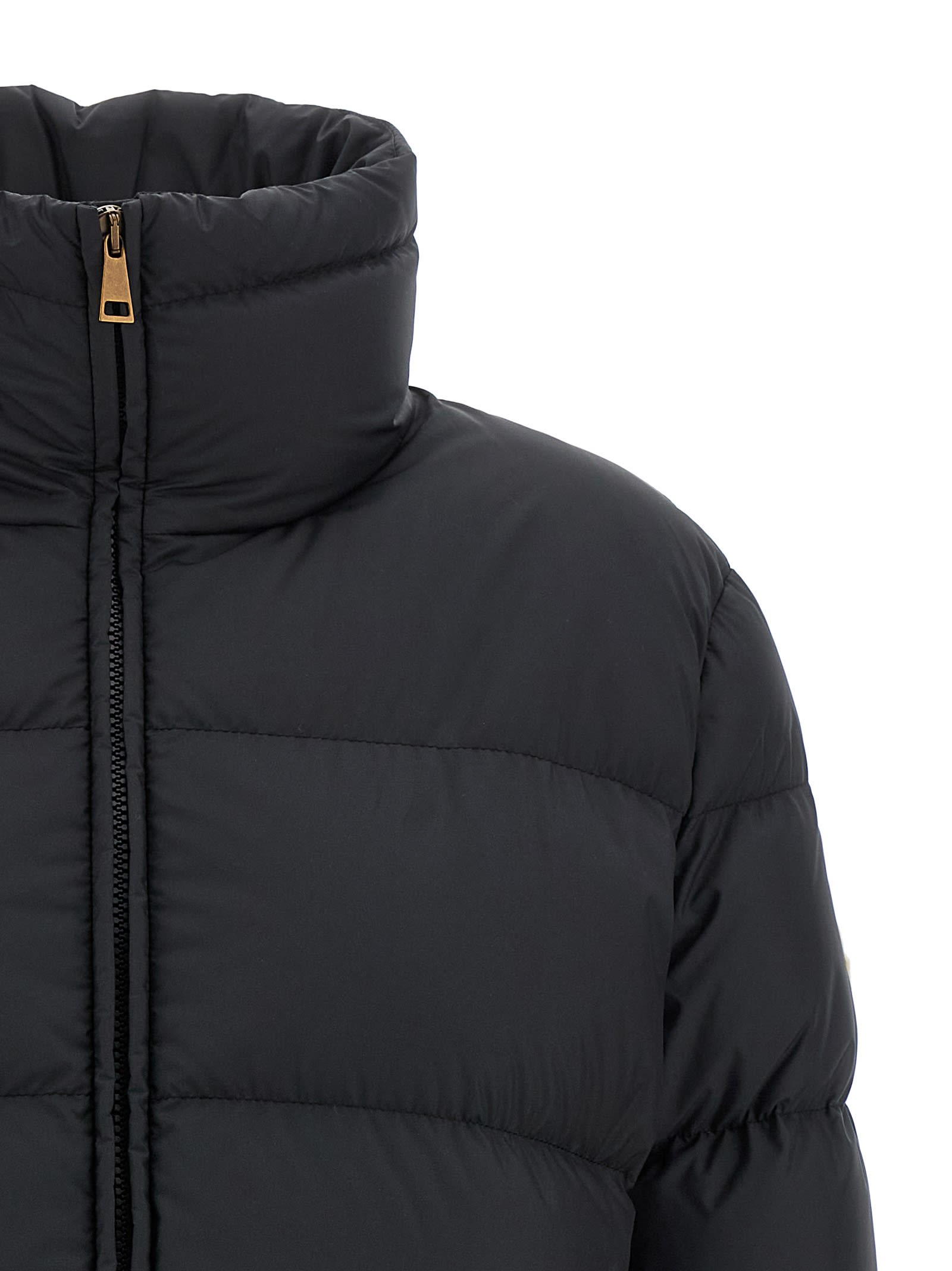 Moncler Puffer Jacket With High Collar And Cuffs In Black