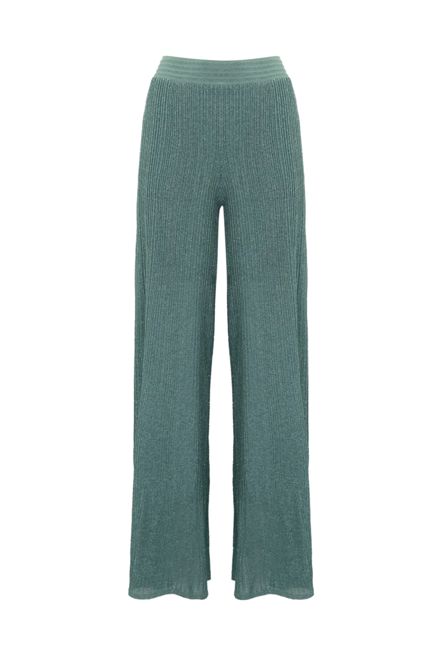 Ribbed Trousers In Viscose And Lurex