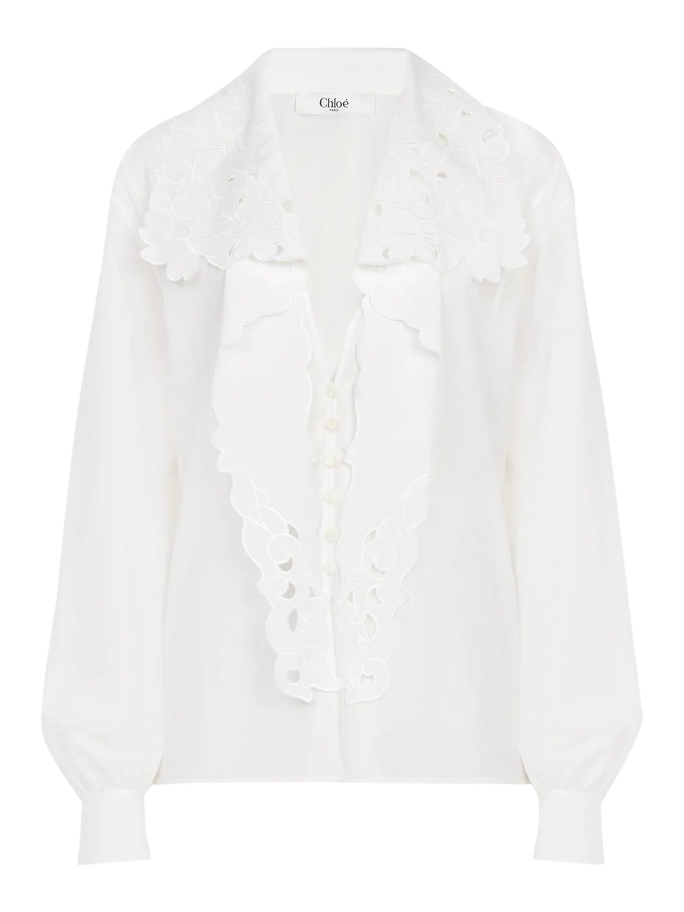 Chloé Shirt Embroidered With Cotton Poplin Lavallière