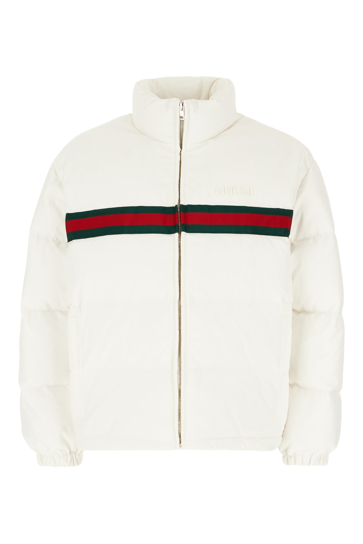 Shop Gucci White Stretch Polyester Down Jacket In Bianco