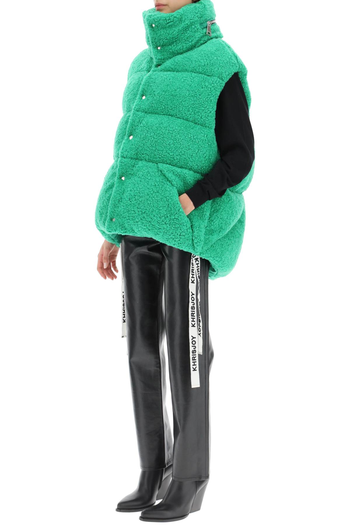 Shop Khrisjoy Padded Fleece Vest In Light Green (green)