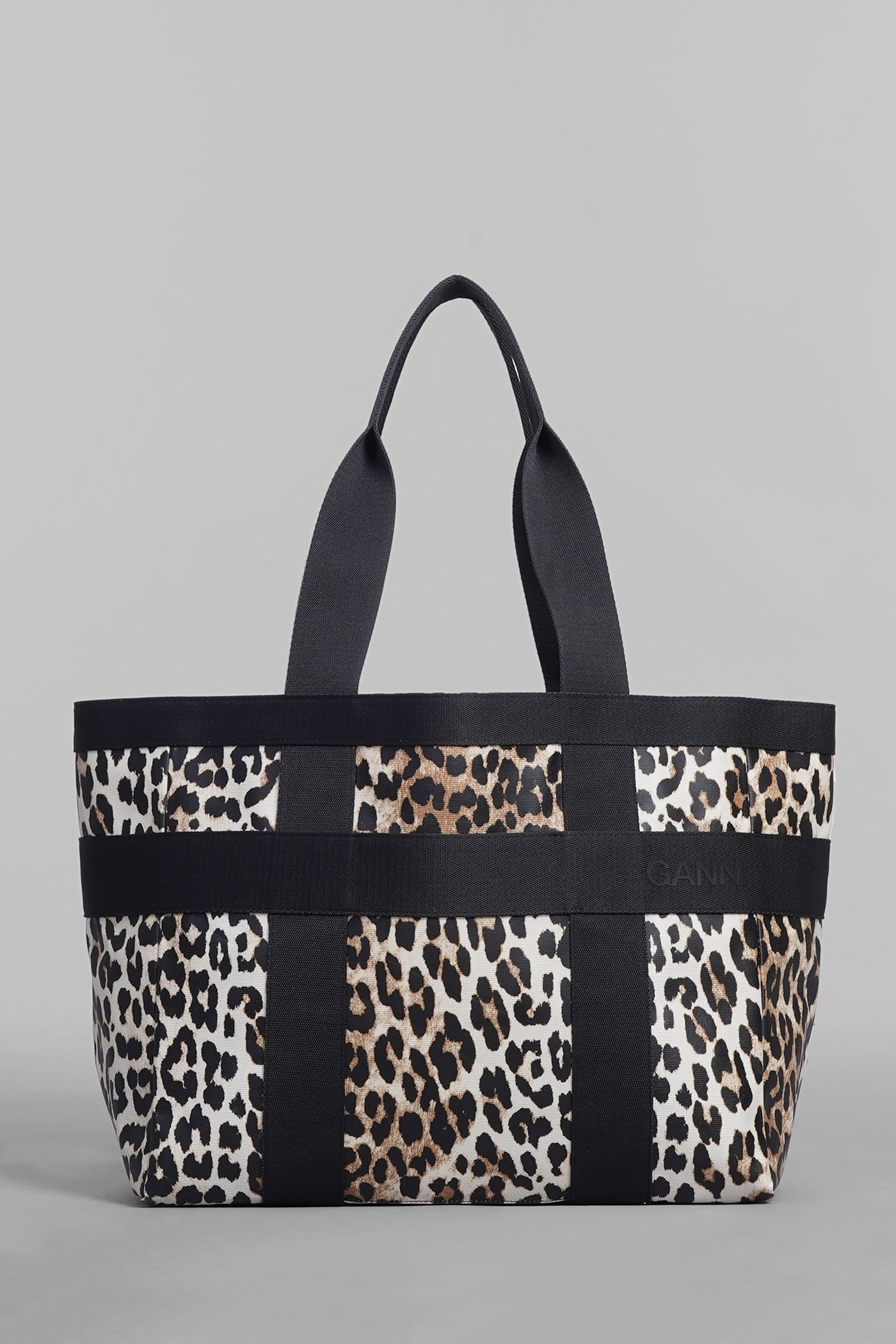 Ganni Tote In Animalier Cotton
