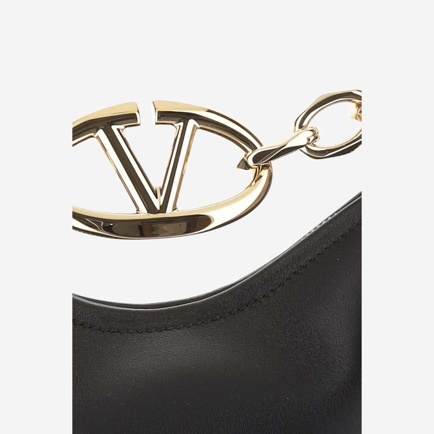 VALENTINO GARAVANI MINI HOBO VLOGO MOON BAG IN NAPPA LEATHER WITH CHAIN