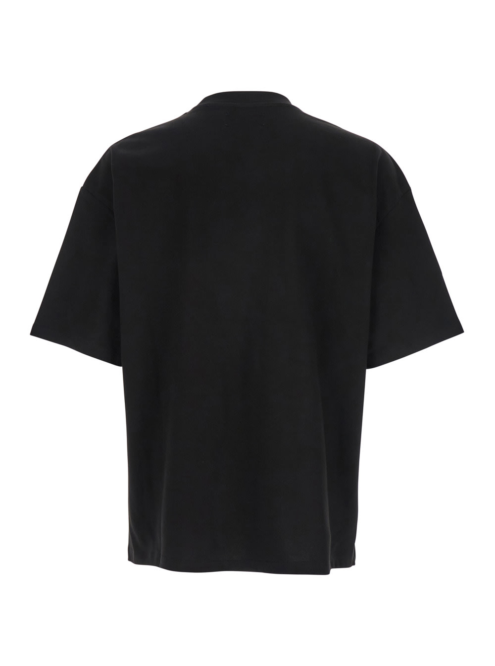 Amiri Black Crewneck T-shirt With Logo Lettering Print On The Front In Cotton Man
