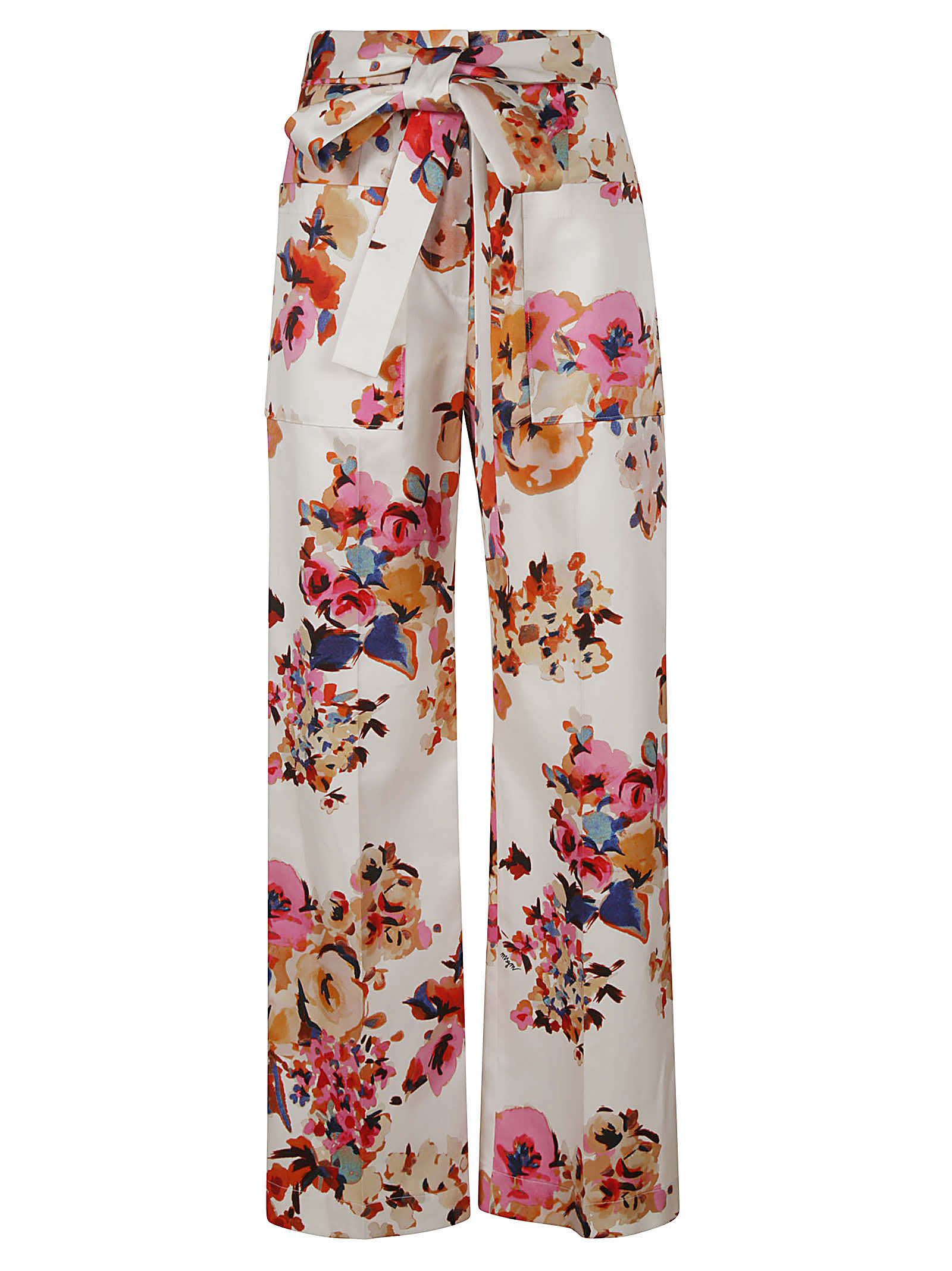MSGM Floral Printed Straight Leg Trousers