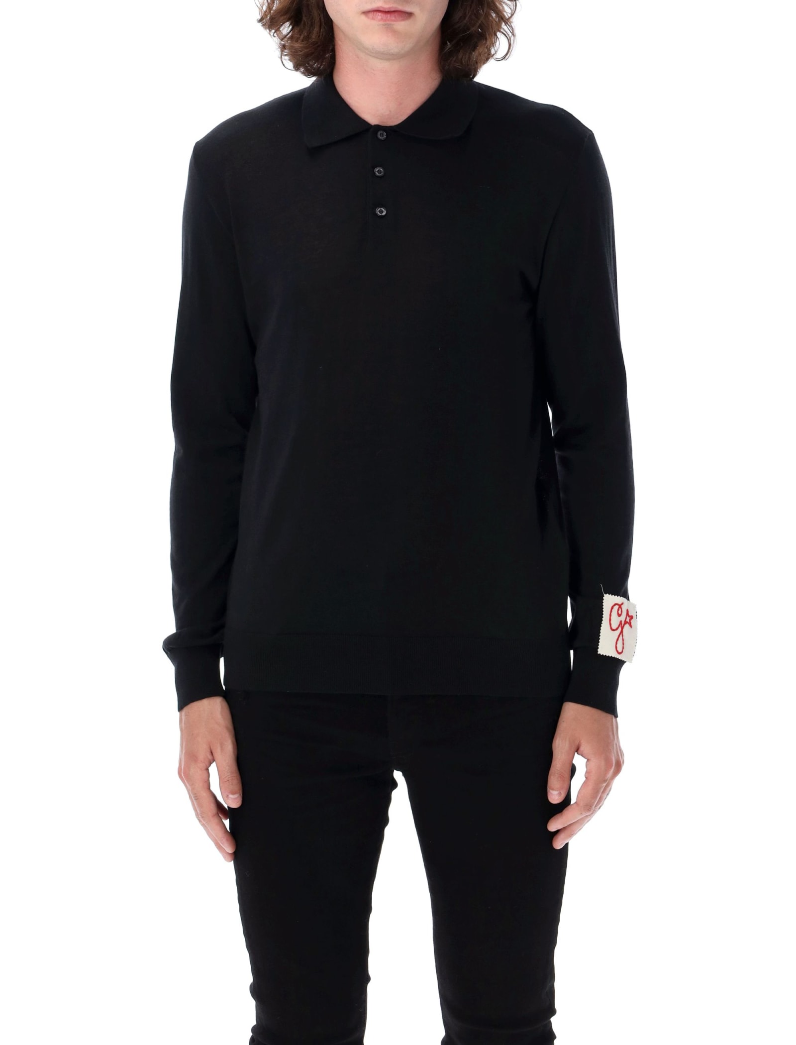 Shop Golden Goose Knit Polo Wool In Black