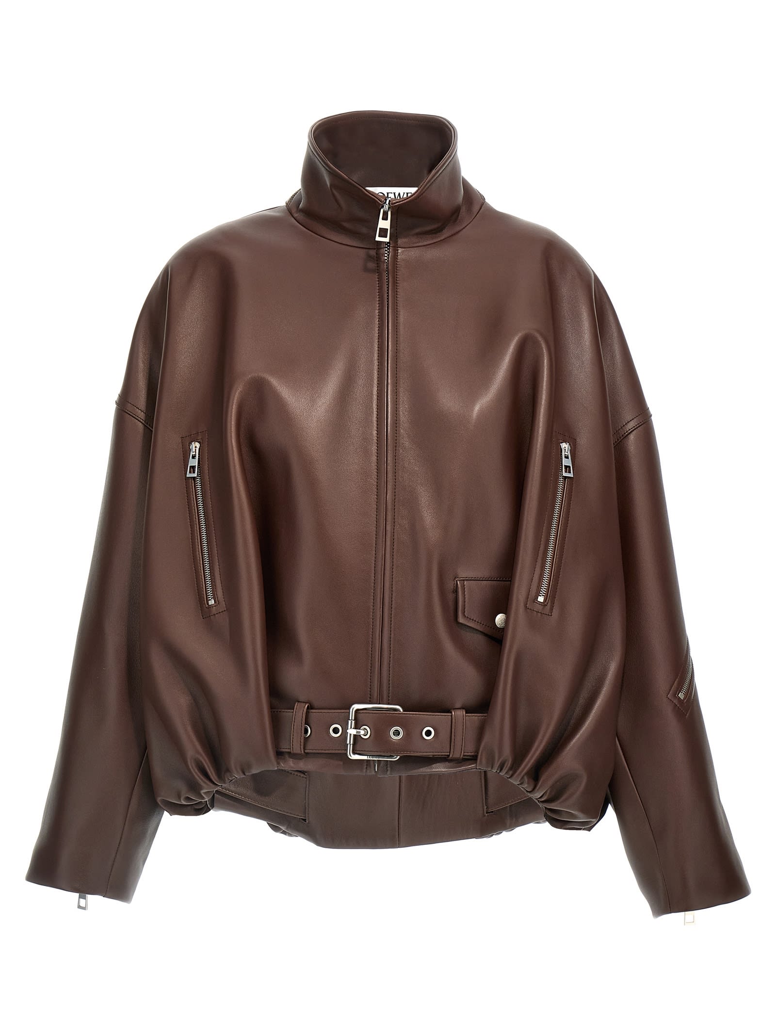 Shop Loewe Nappa Balloon Jacket In Brown