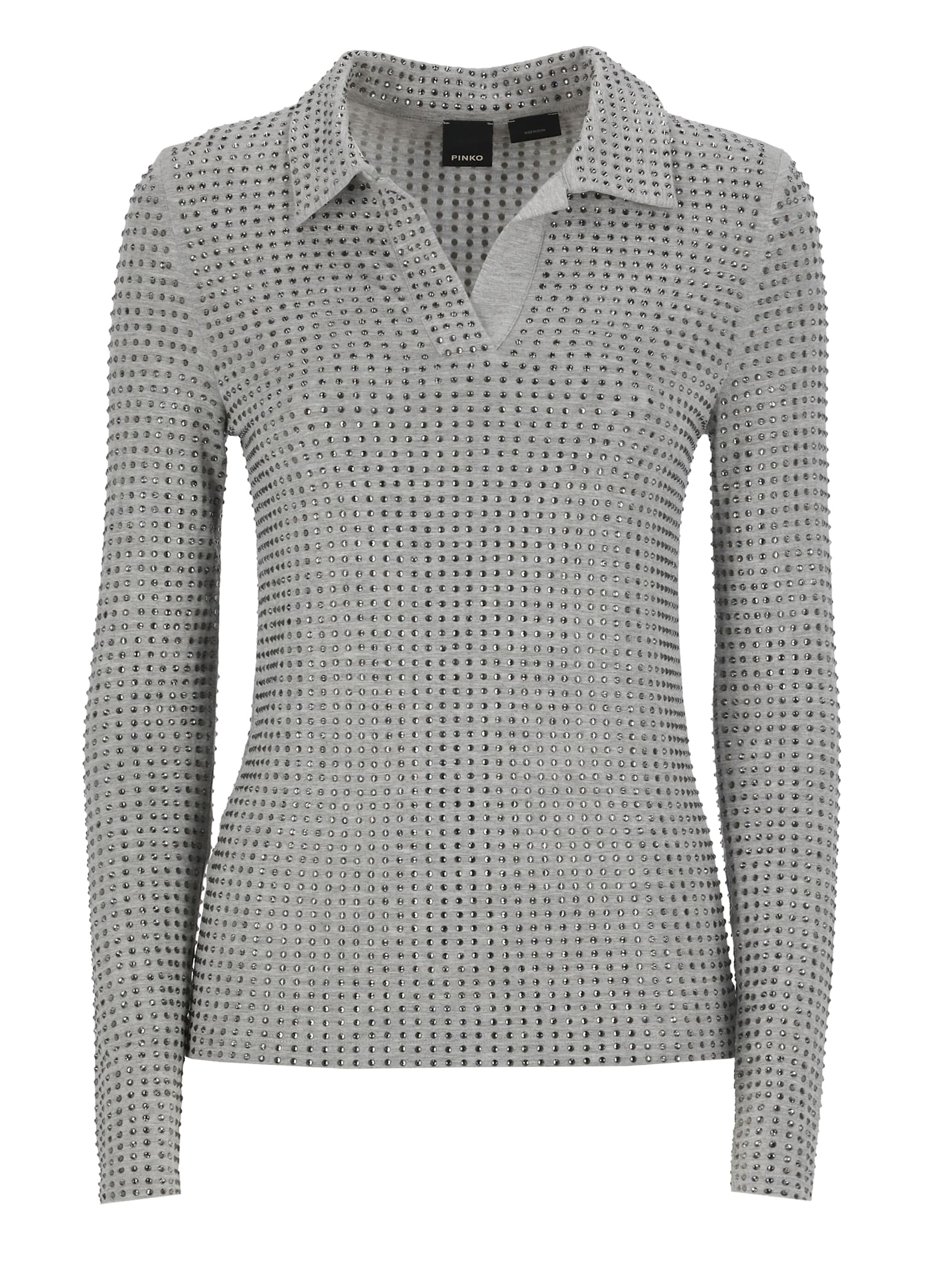 Shop Pinko Sweater With Strass In Grey