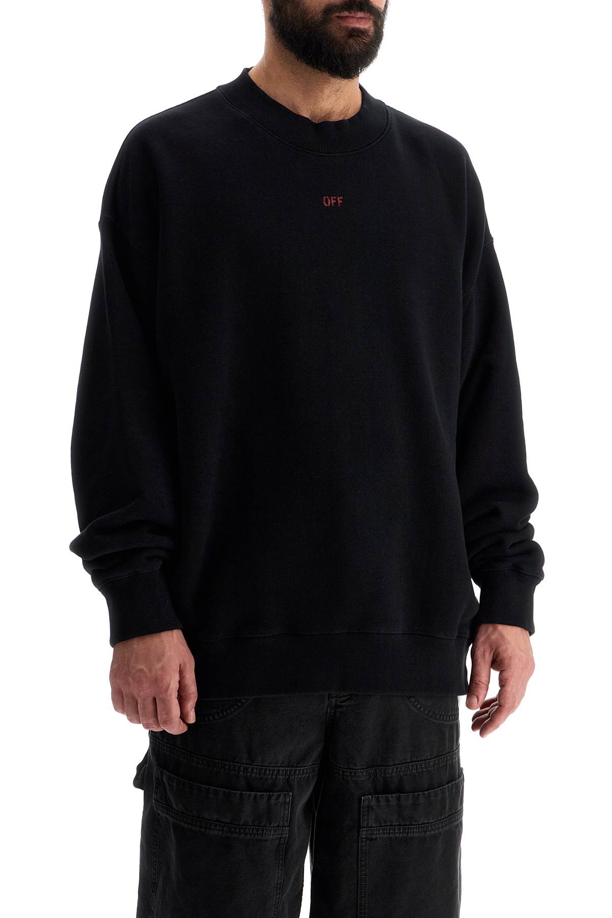 Shop Off-white Oversized Crewneck In Black - Red (black)