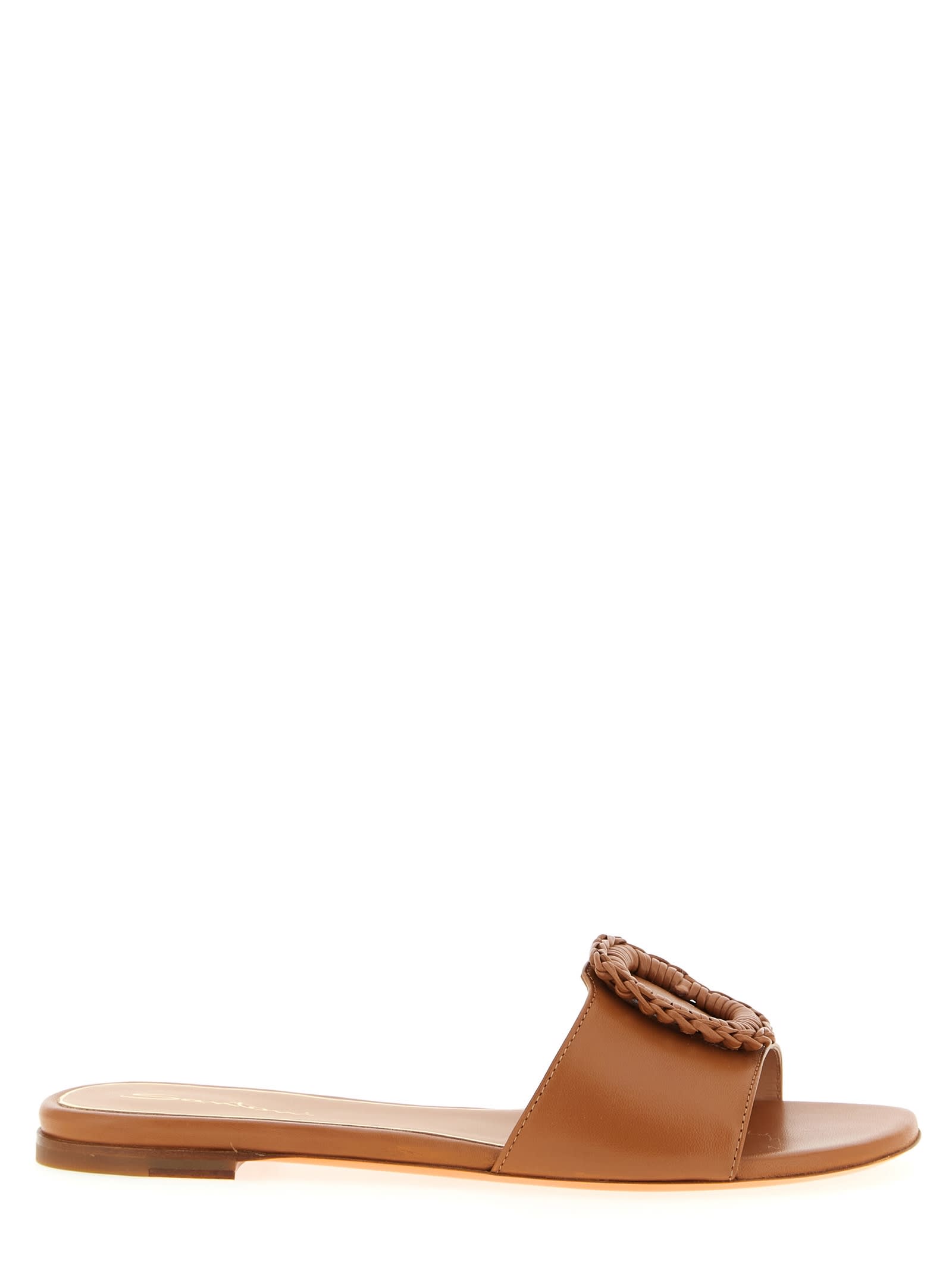 Santoni Corolle Woven Sandals In Brown
