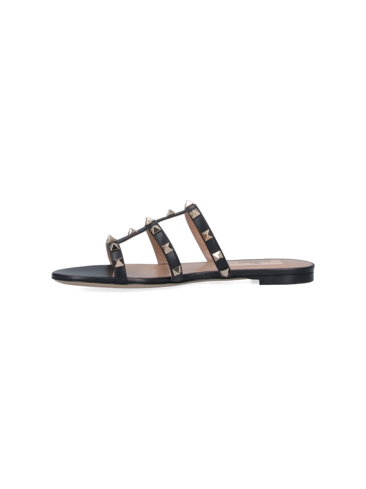 Valentino Rockstud Caged Leather Sandal In Black