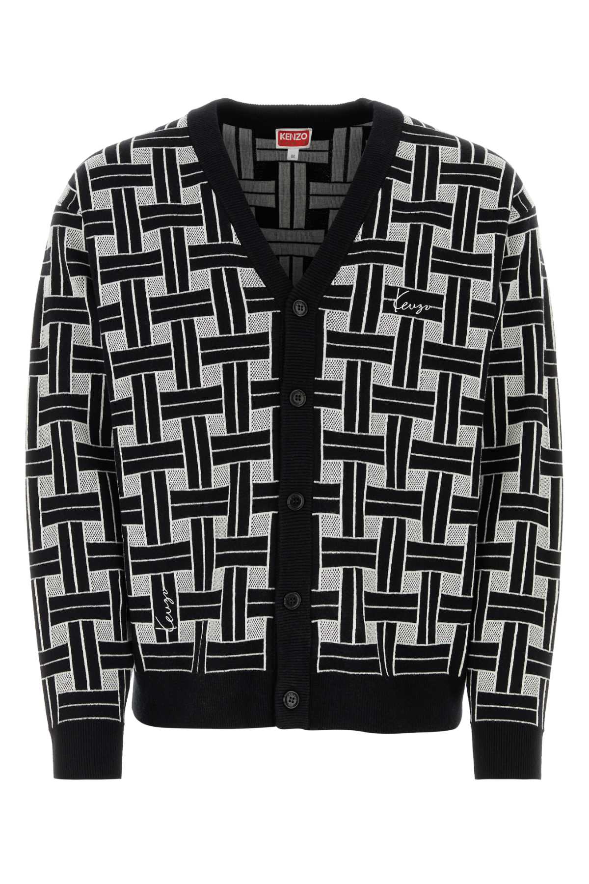 Shop Kenzo Embroidered Stretch Cotton Blend Cardigan In Noir