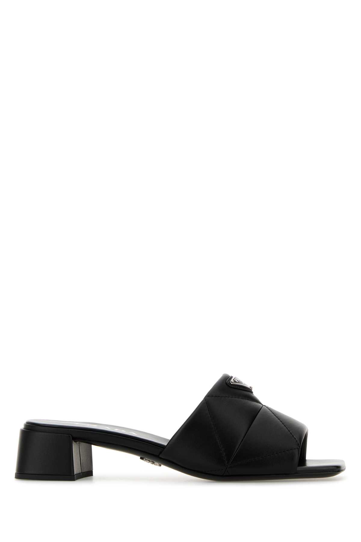 Shop Prada Black Nappa Leather Mules In Nero