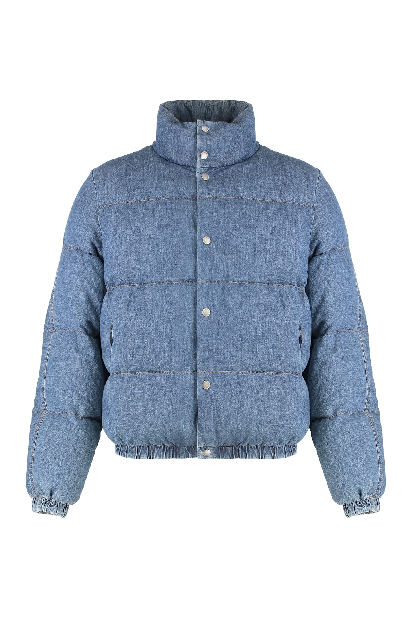 Dolce & Gabbana Puffer Jacket In Denim In Blue