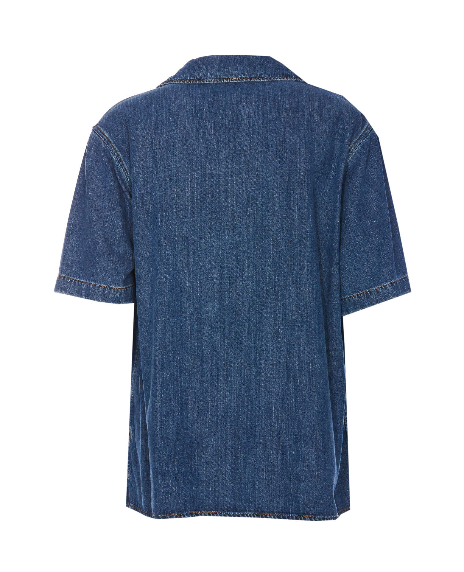 Shop Valentino V Detail Denim Shirt In Blue