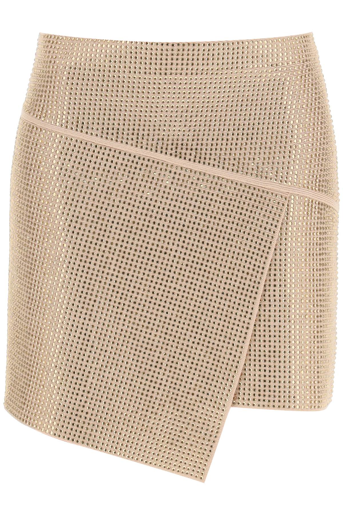 ANDREADAMO Asymmetric Rhinestone Mini Skirt
