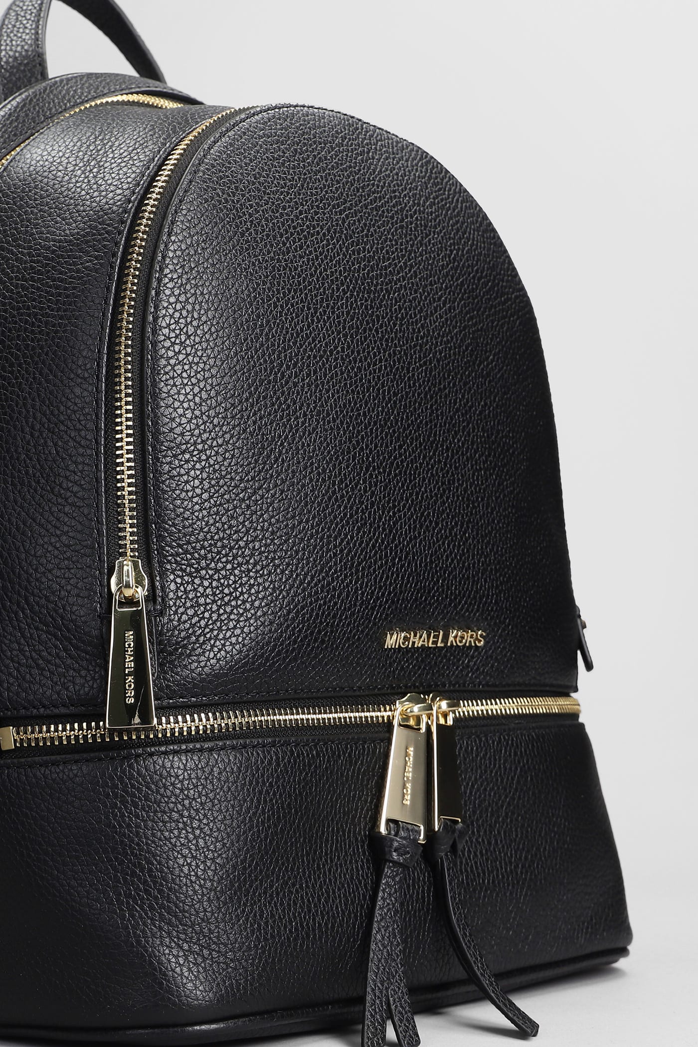 Shop Michael Kors Rhea Backpack In Black Leather