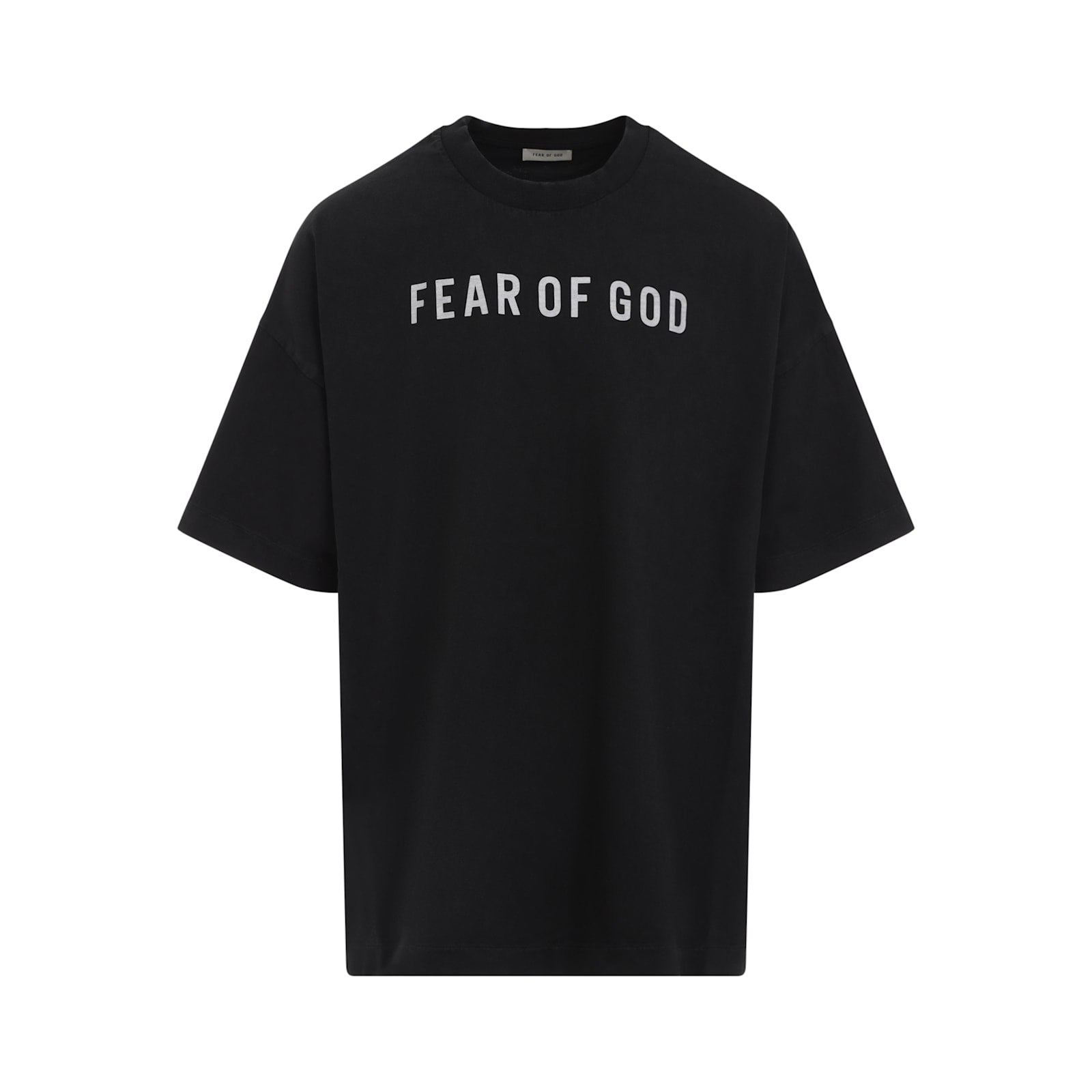 Shop Fear Of God Short Sleeve Logo Grey Print Tee In Black