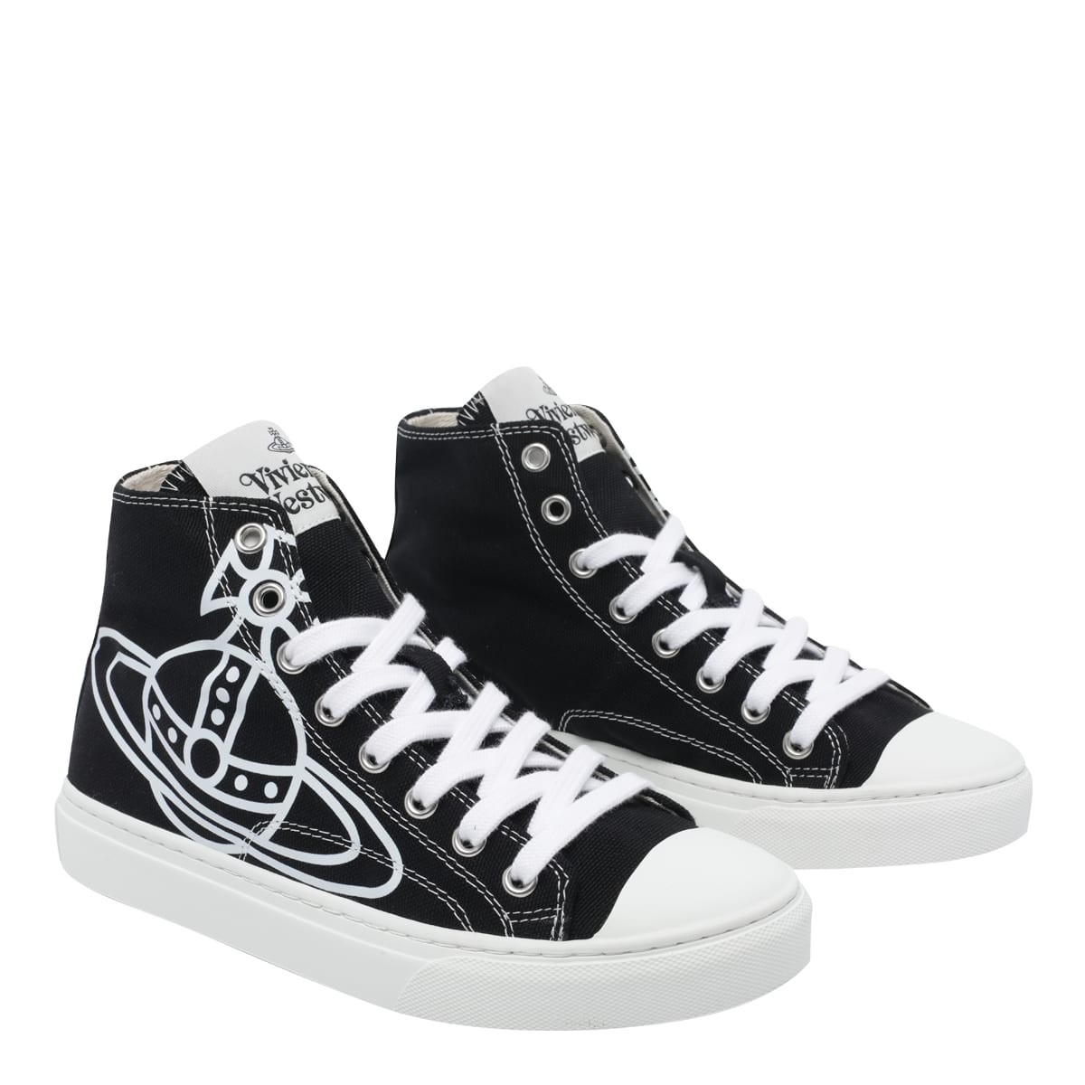 Vivienne Westwood High-top Sneakers With Graphic Emblem And Textured Sole In Black