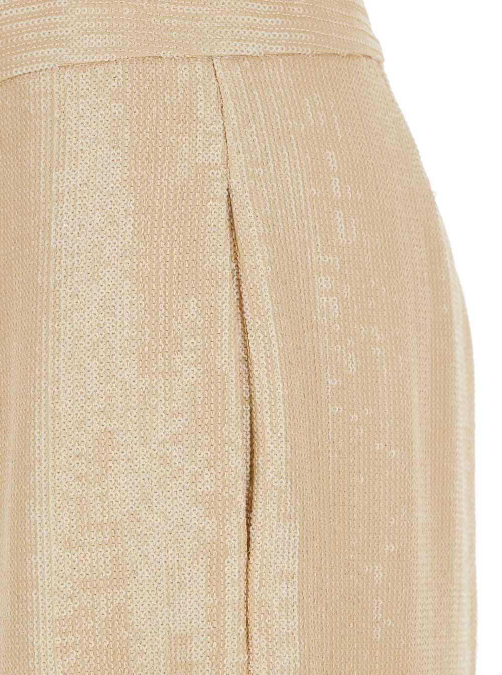 Shop Federica Tosi Beige Pants With All-over Applied Sequins In Tech Fabric Woman