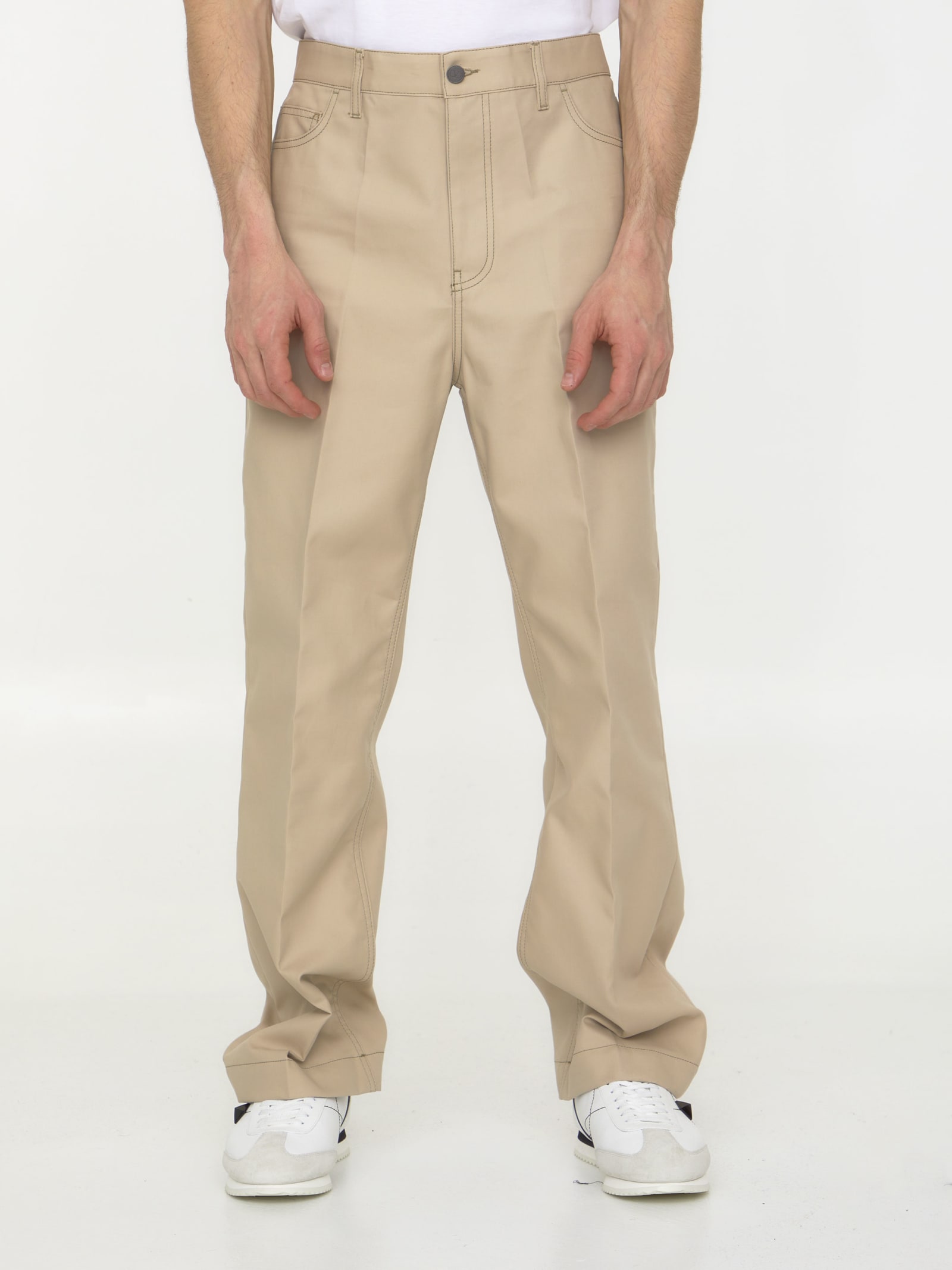 Shop Valentino Cotton Gabardine Trousers