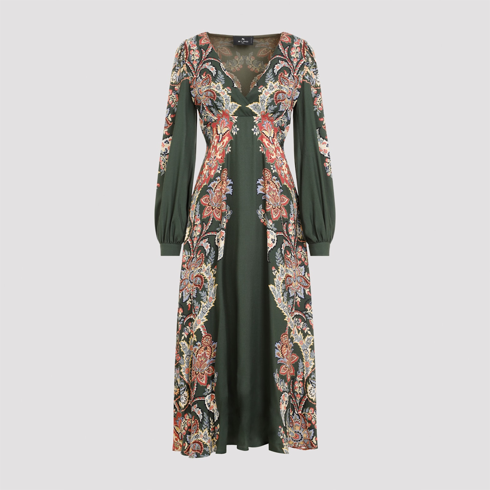 Shop Etro Printed Midi Dress In Verde