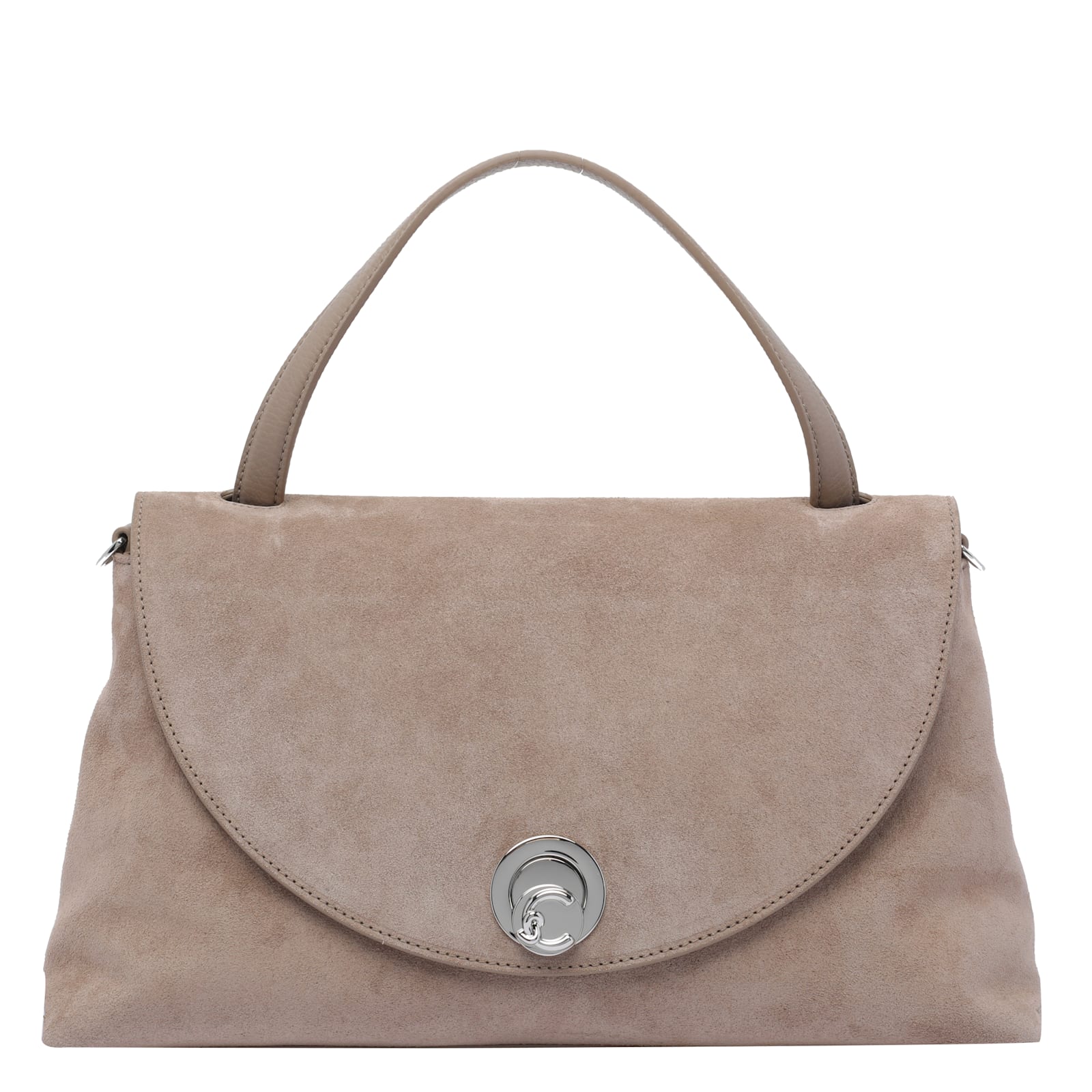 Coccinelle Beige Nikla Suede Handbag In Sand