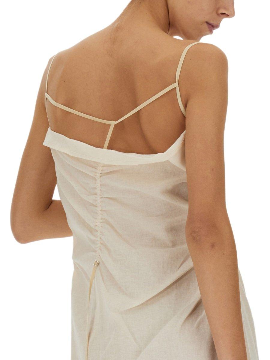 Shop Jacquemus Gathered Long Lingerie Dress In Ivory