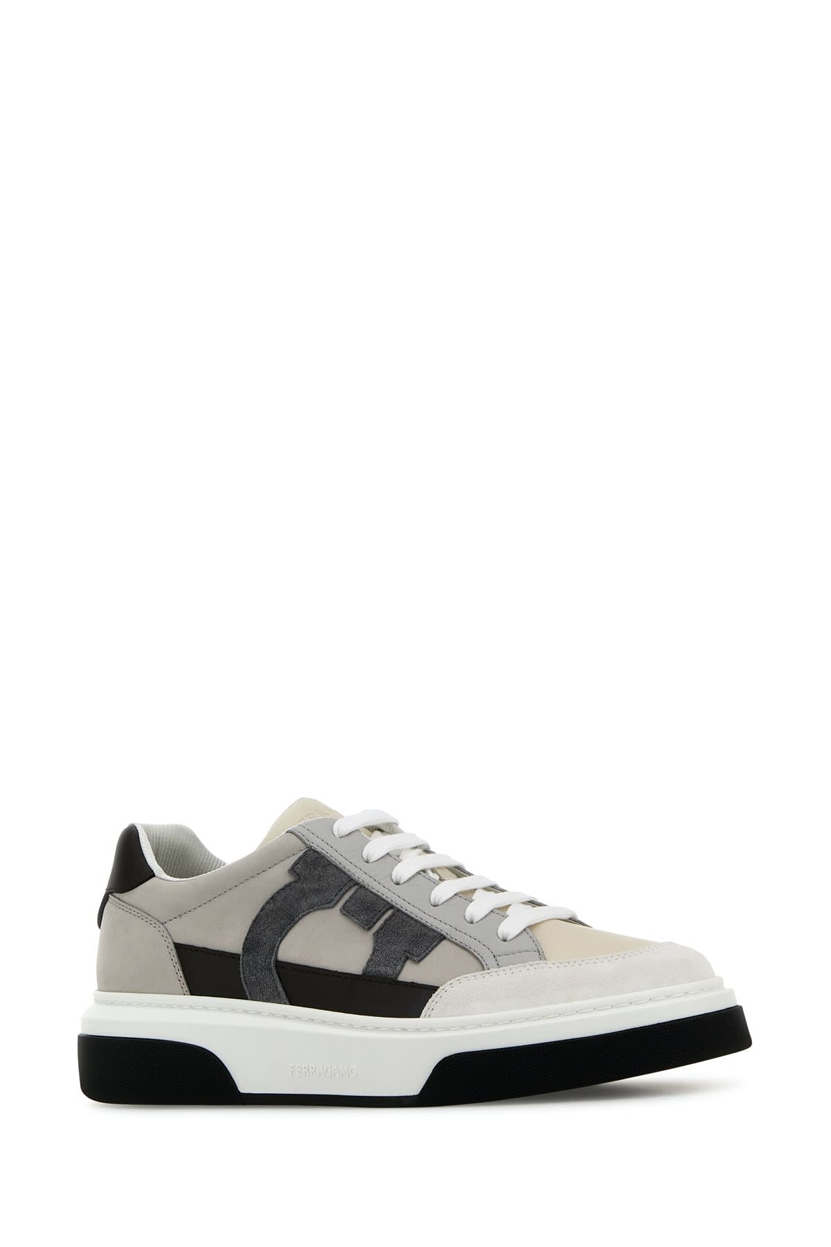Ferragamo Leather Cassina Sneakers Multicolor Sole Contrasting In Crosta