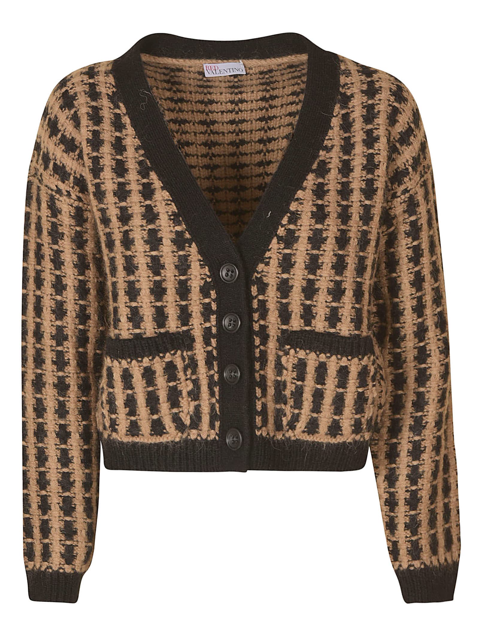 RED Valentino Check Patterned Knit Cardigan