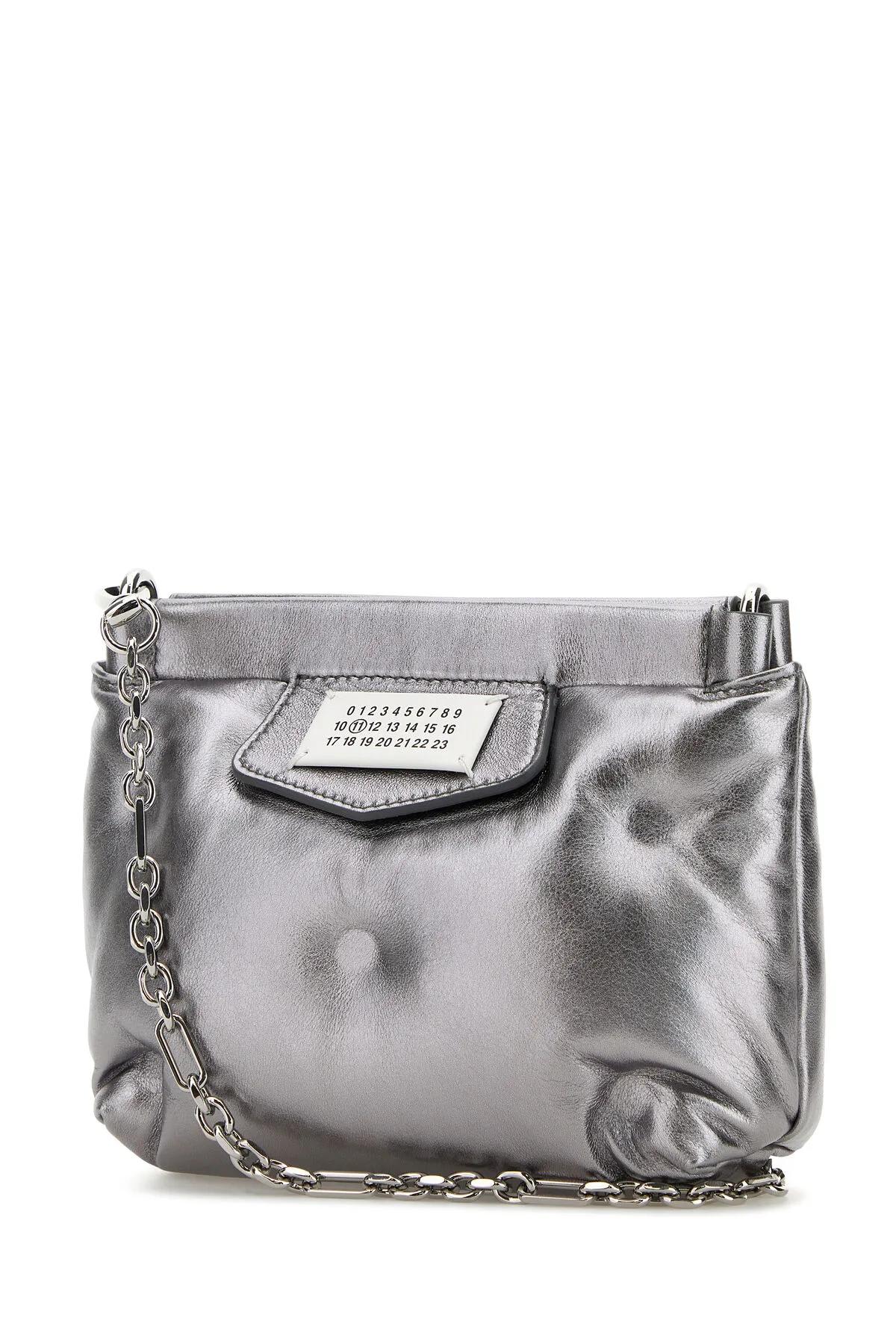 Shop Maison Margiela Silver Nappa Leather Mini Slam Red Carpet Clutch In Metallic Grey