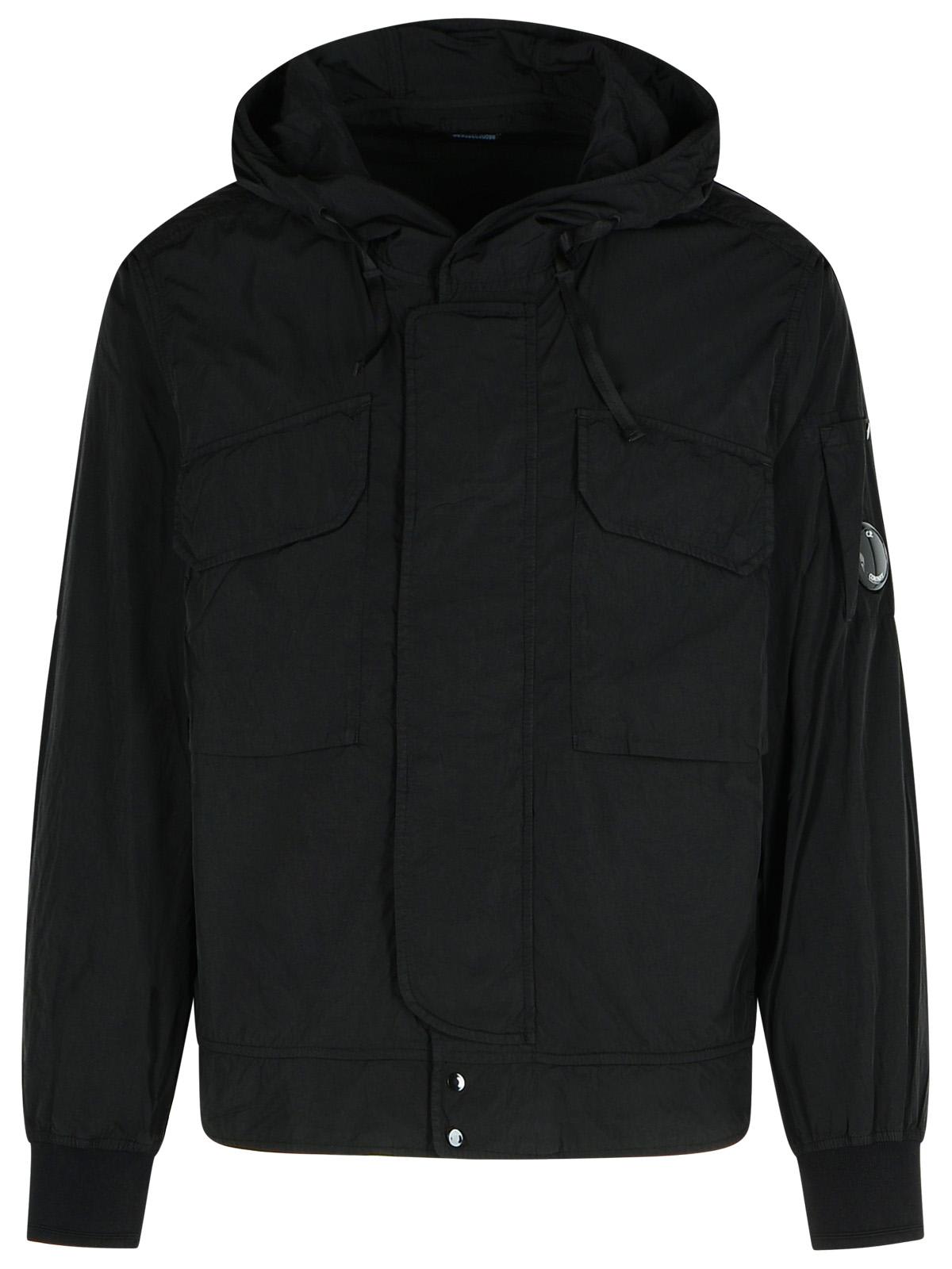 C.p. Company Chrome-r Lens Hooded Jacket In Black