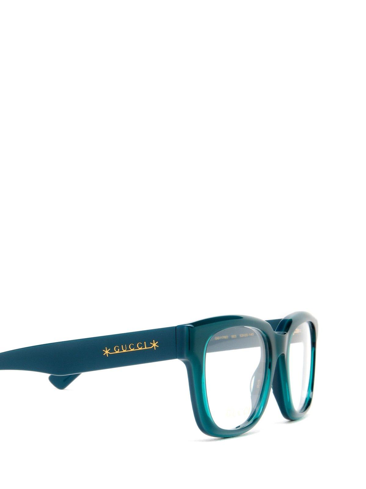 Shop Gucci Square Frame Glasses In 003 Blue Blue Transparent